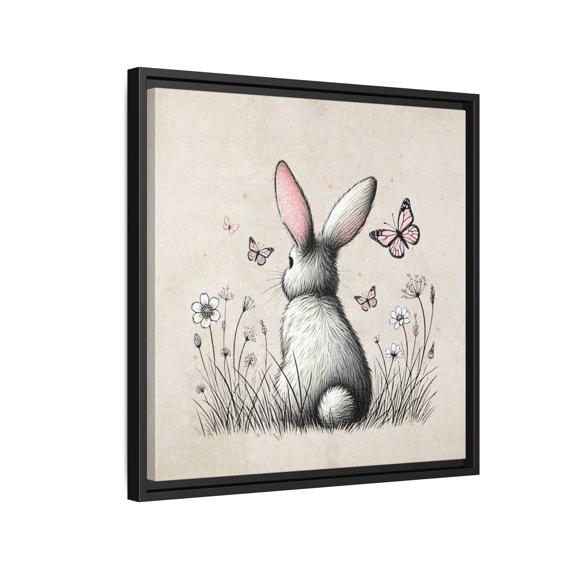 Bunny Playground Framed Canvas Wall Art Square - Canvasses