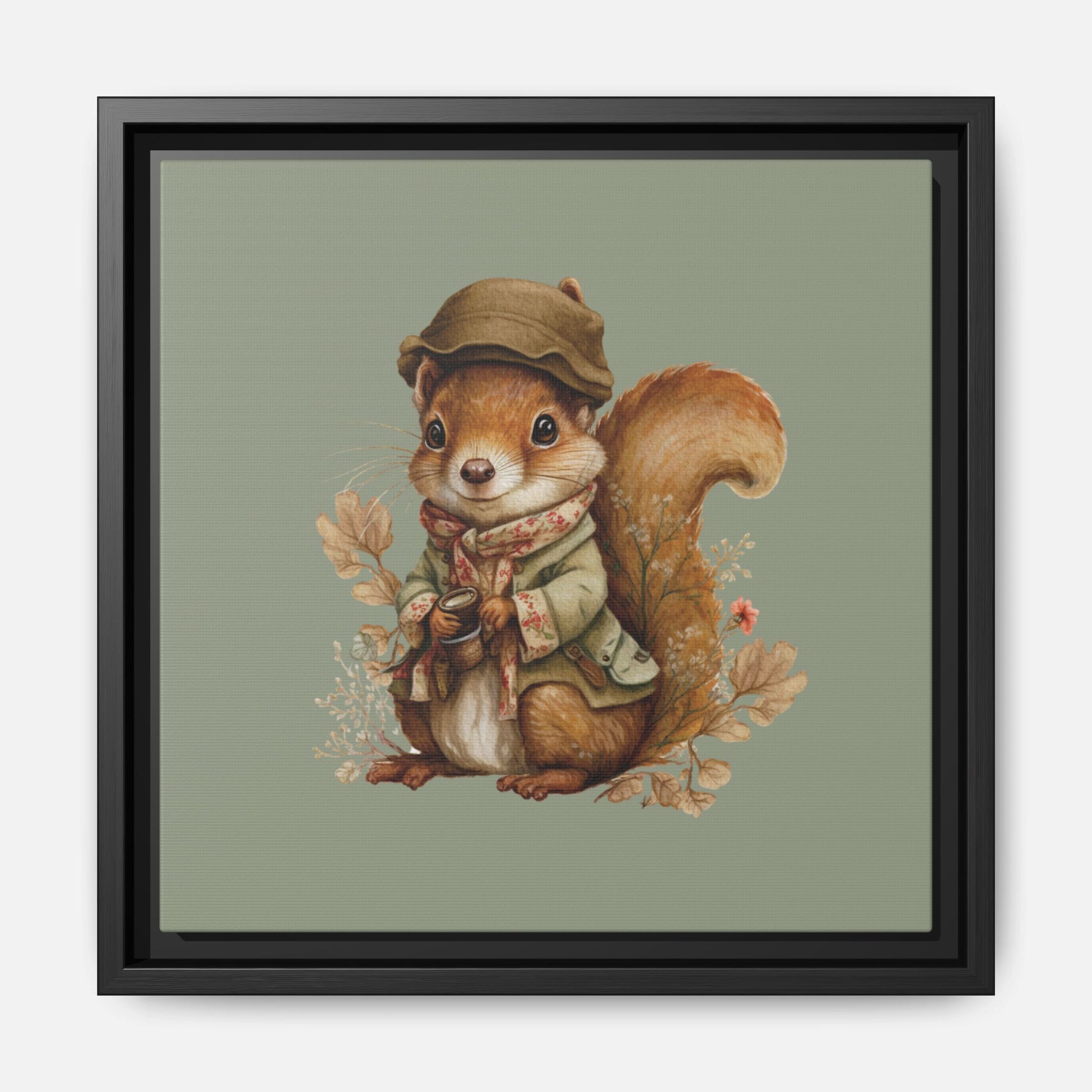 The Nut Collector Framed Canvas Wall Art Square - Canvasses