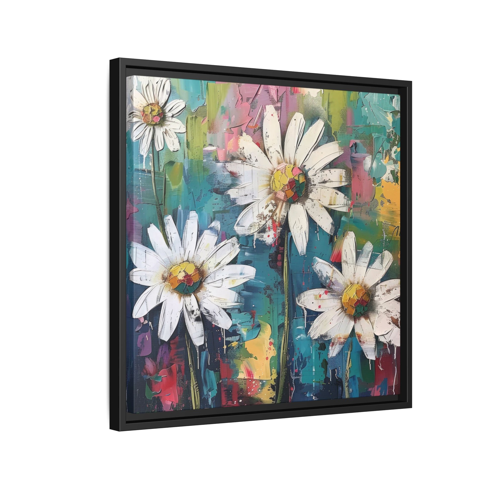 Daisy Daydreams Framed Canvas Wall Art Square - Canvasses