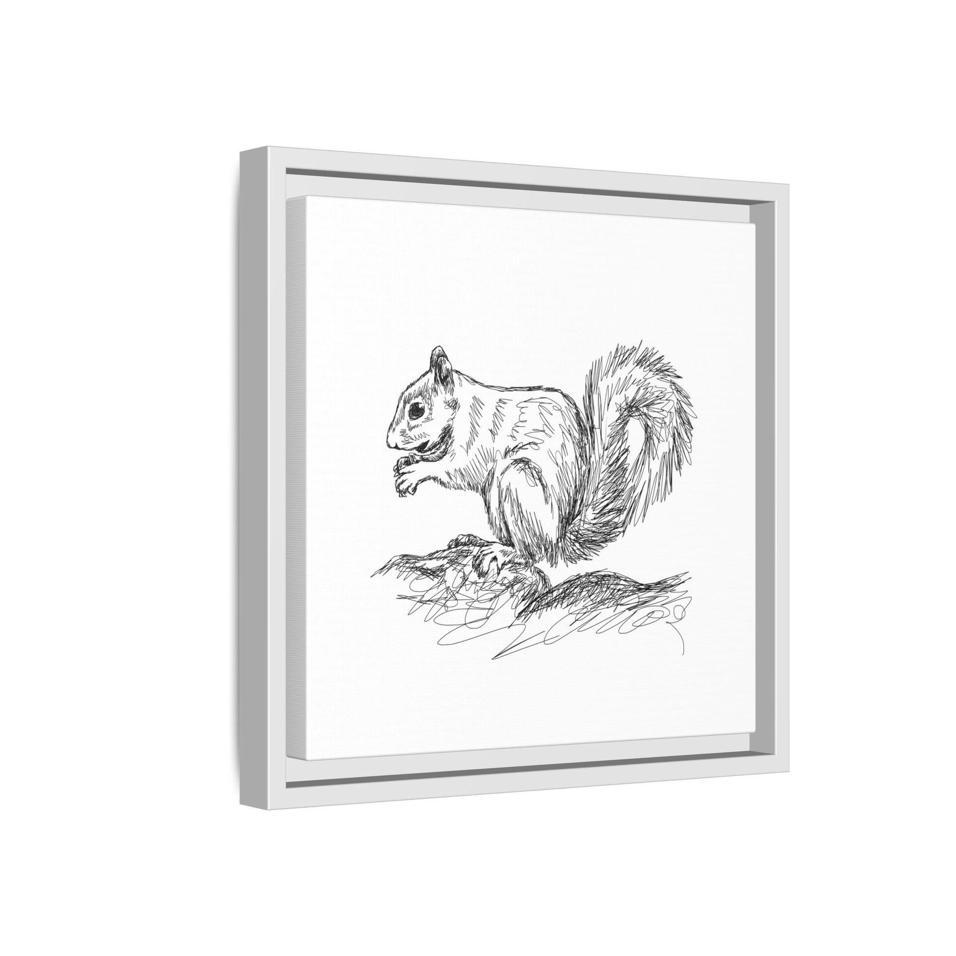 Squirrel Sketch Framed Canvas Wall Art Square - Canvasses