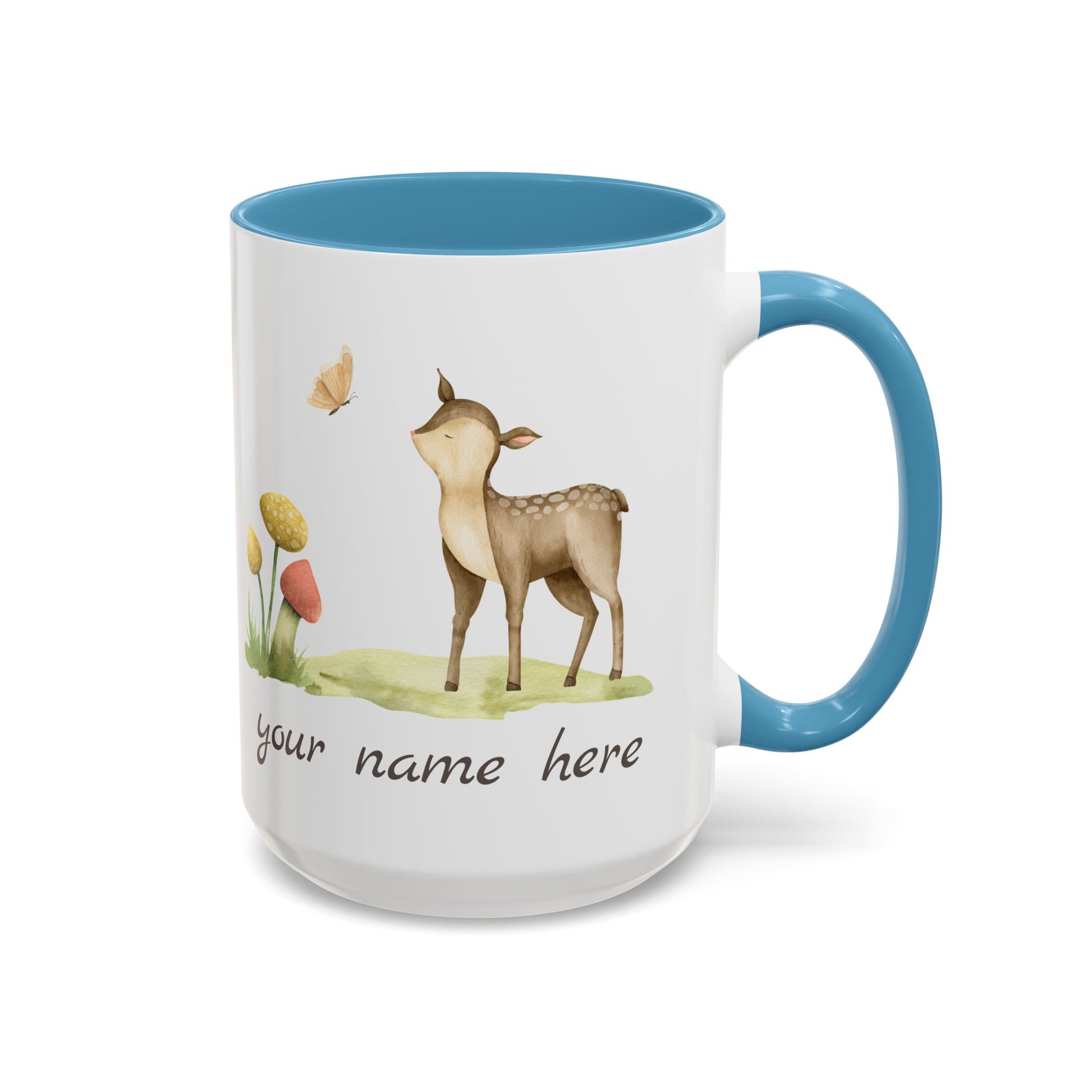 Watercolor Deer Personalized Accent Mug - Canvasses