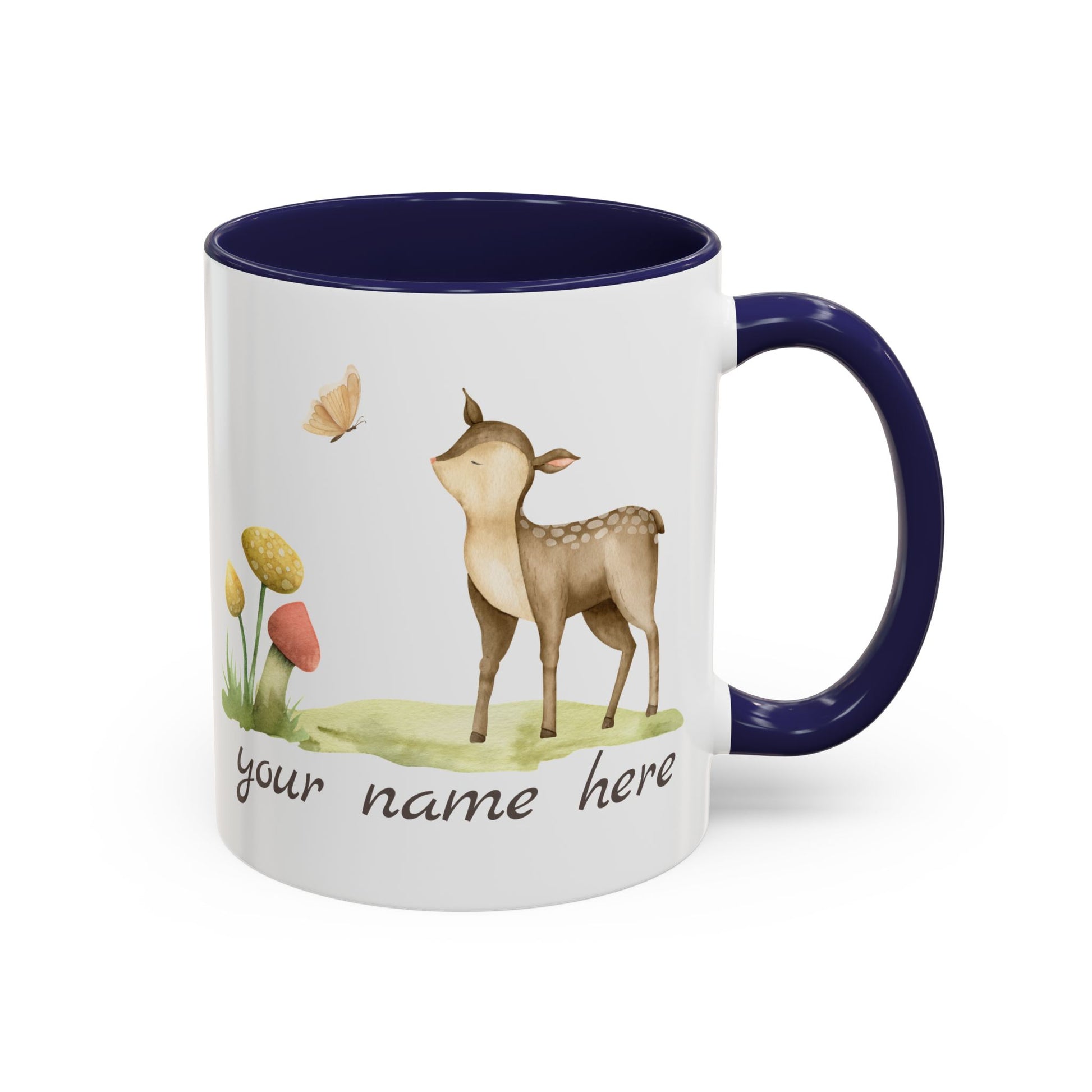 Watercolor Deer Personalized Accent Mug - Canvasses