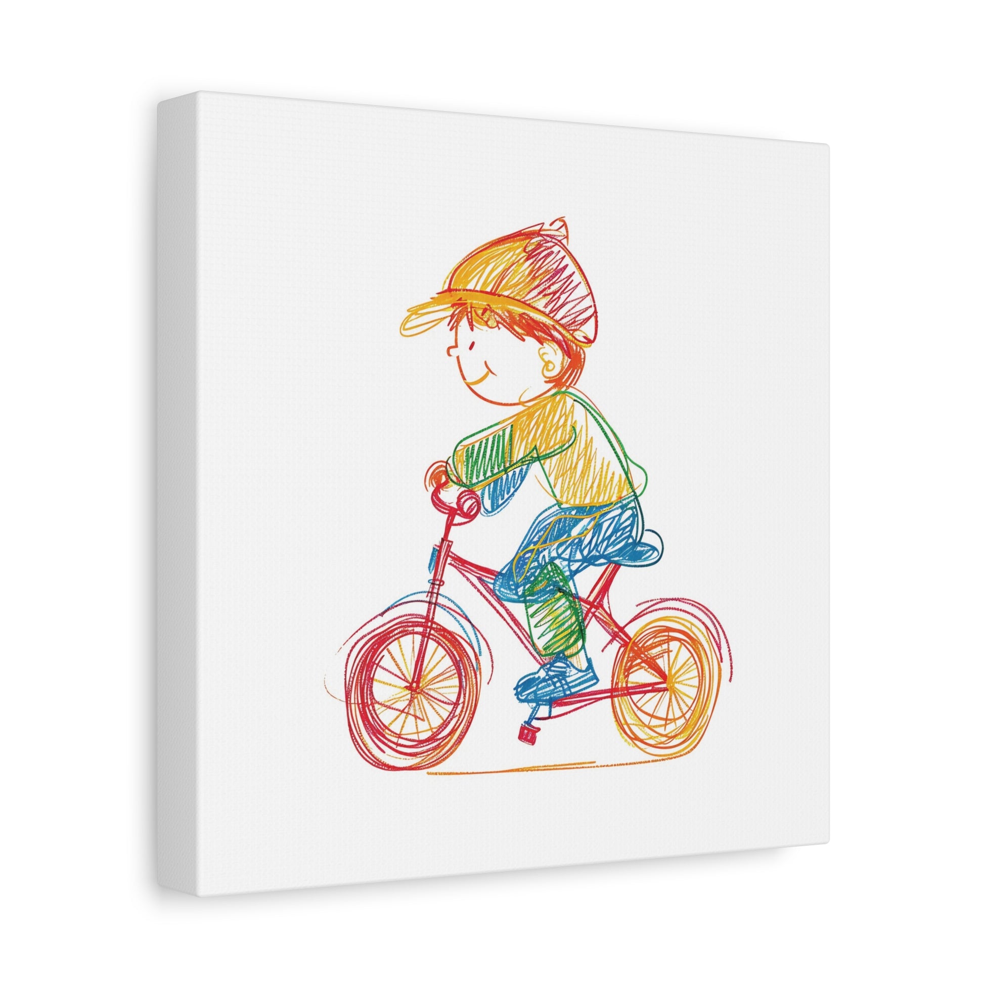 Bicycle Kid Canvas Wall Art Square - Canvasses