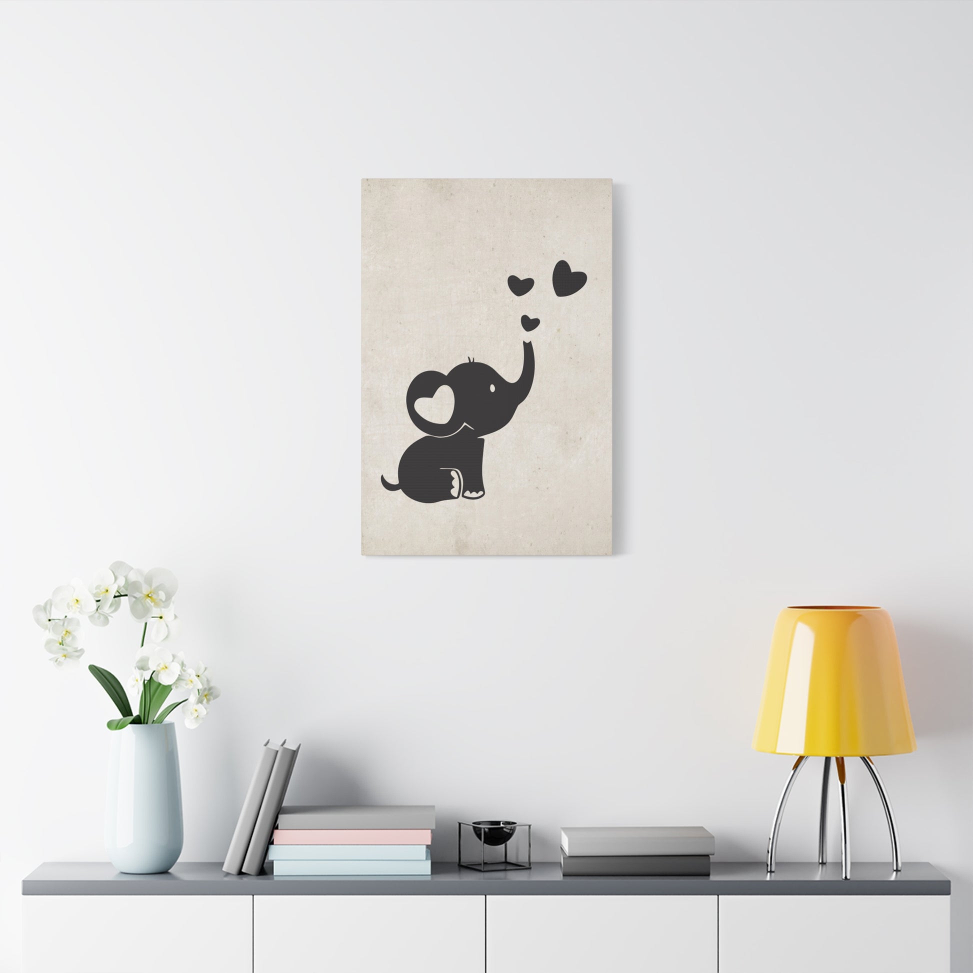 Elephant Silhouette Canvas Wall Art Vertical - Canvasses