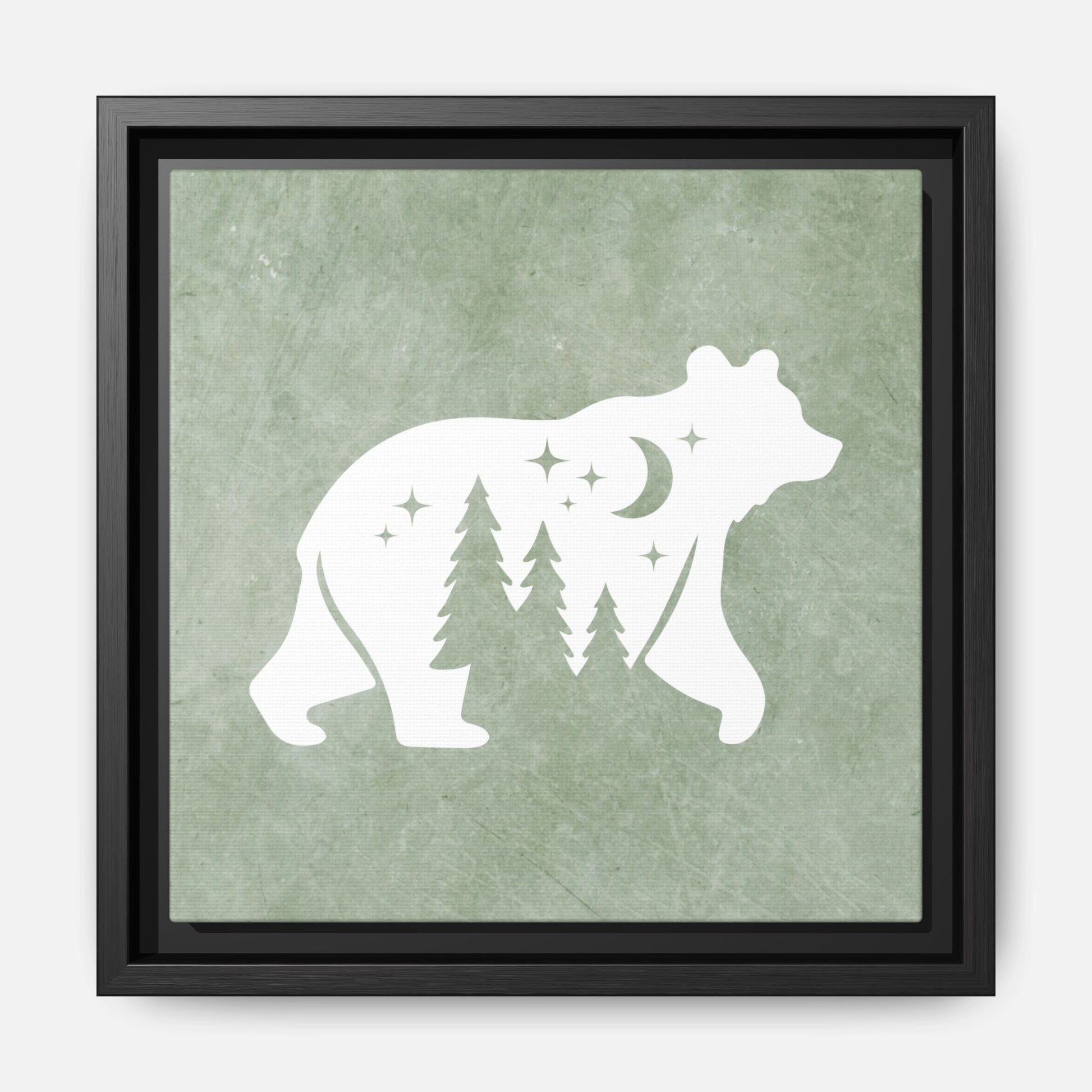 Silhouette Bear Framed Canvas Wall Art Square - Canvasses
