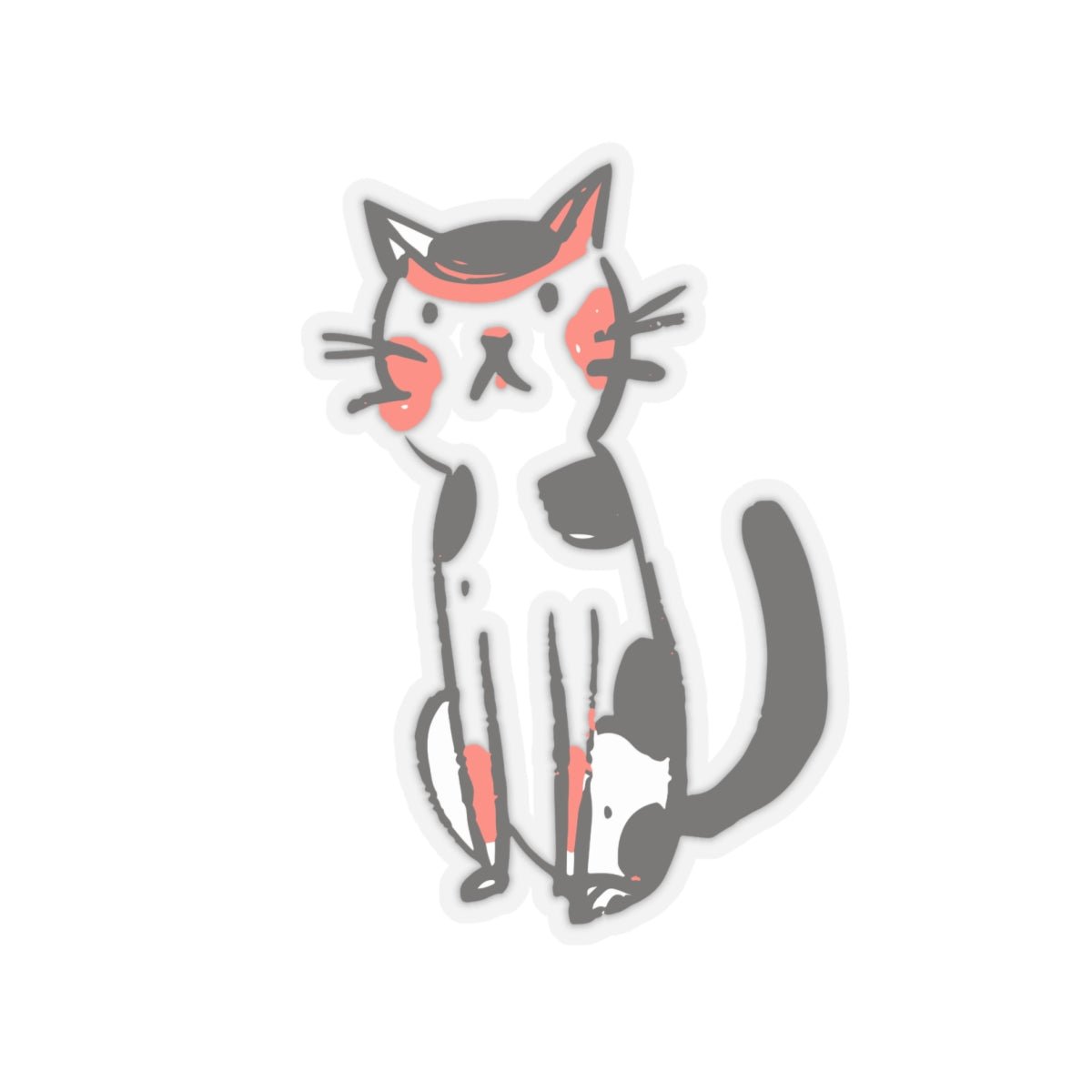 Sketchy Calico Cat Kiss - Cut Sticker - Canvasses