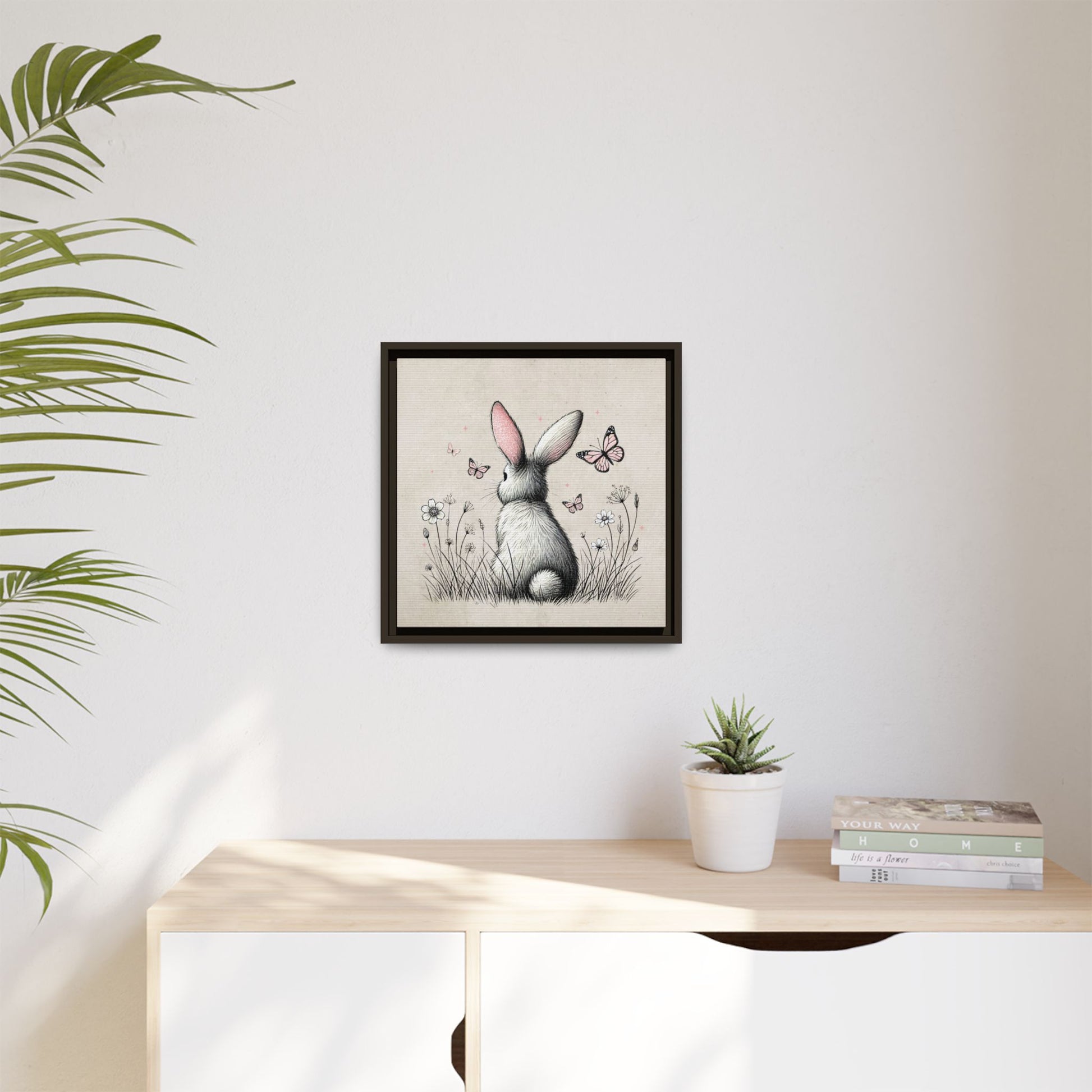 Bunny Playground Framed Canvas Wall Art Square - Canvasses
