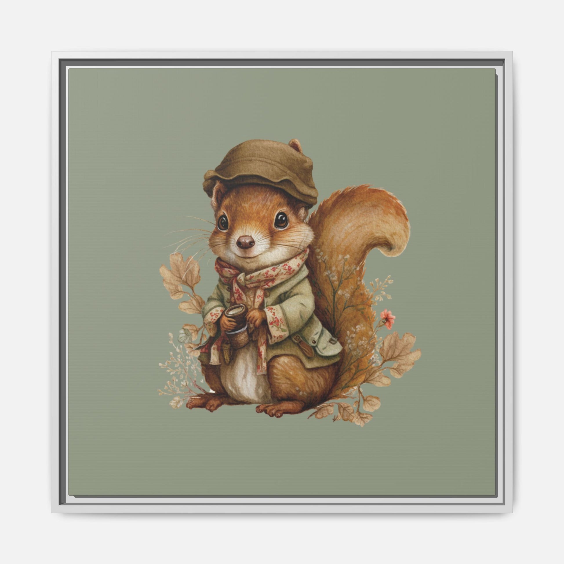 The Nut Collector Framed Canvas Wall Art Square - Canvasses