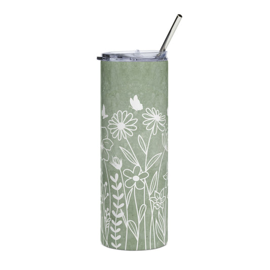 Wildflower Doodle 20 oz Skinny Tumbler - Canvasses