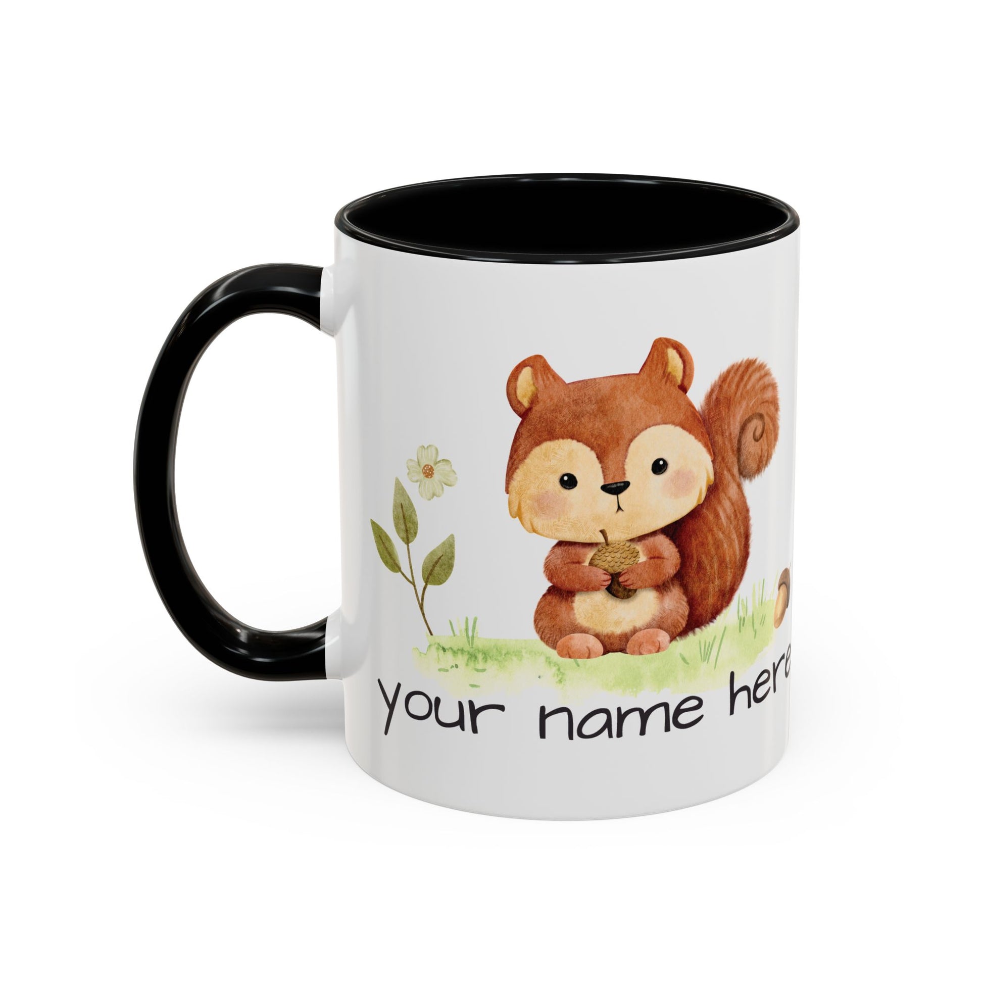 Watercolor Squirrel Personalized Accent Mug - Canvasses