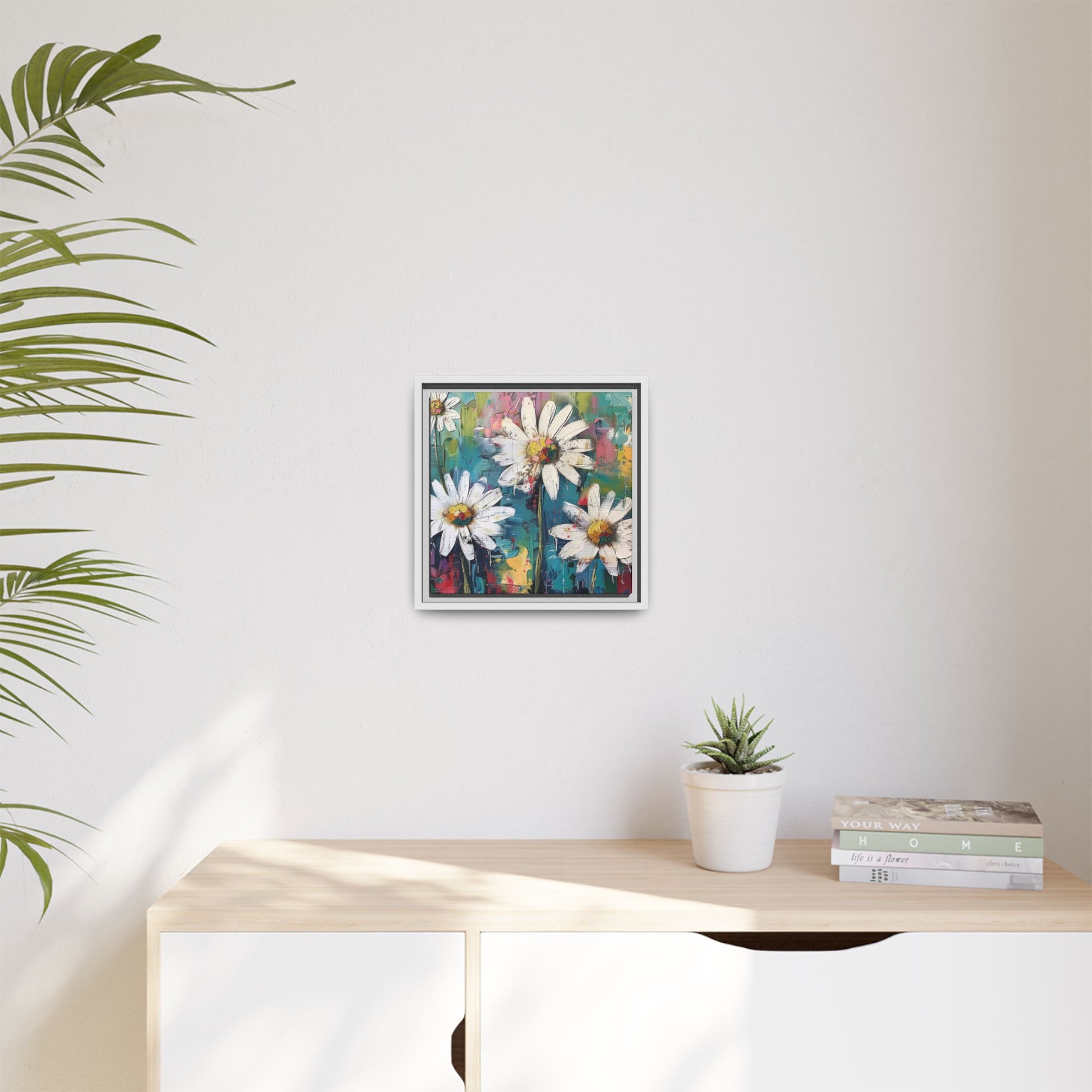 Daisy Daydreams Framed Canvas Wall Art Square - Canvasses