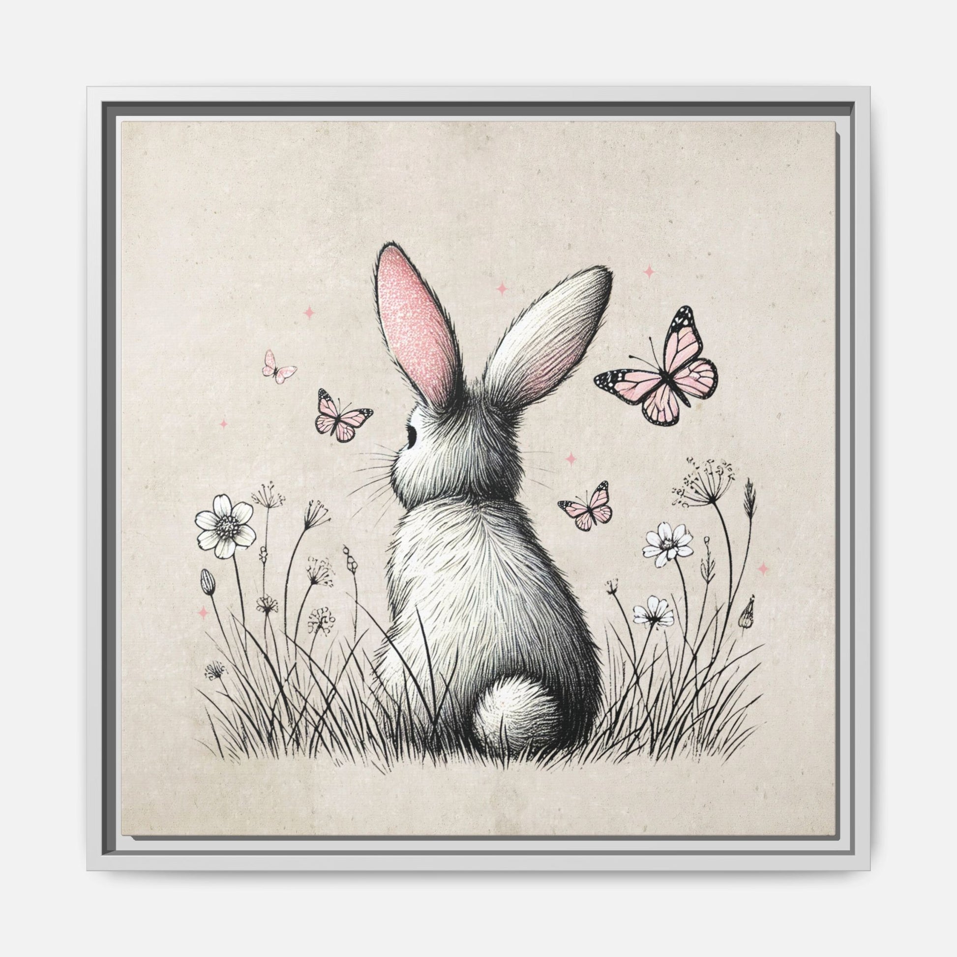 Bunny Playground Framed Canvas Wall Art Square - Canvasses