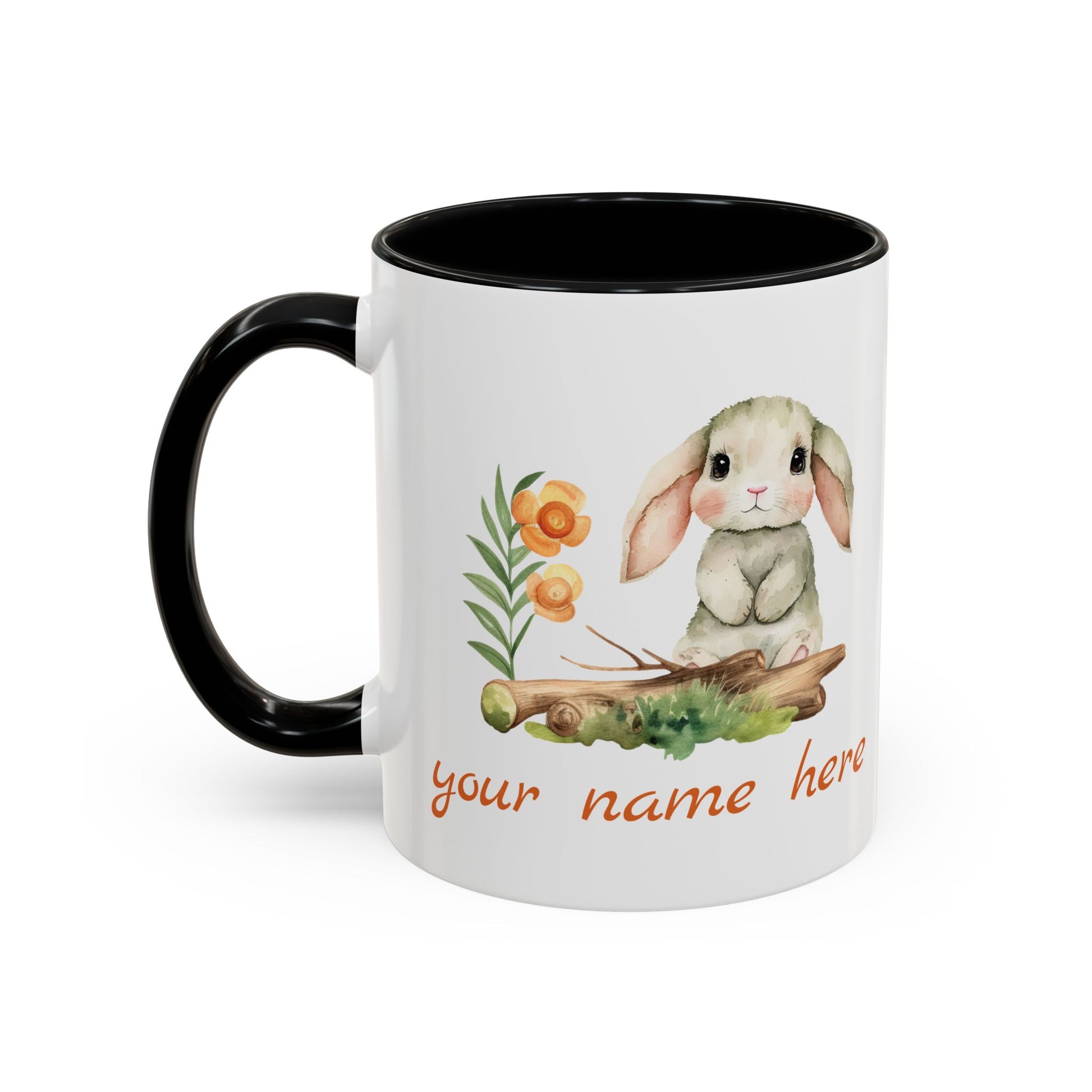 Watercolor Bunny Personalized Accent Mug - Canvasses
