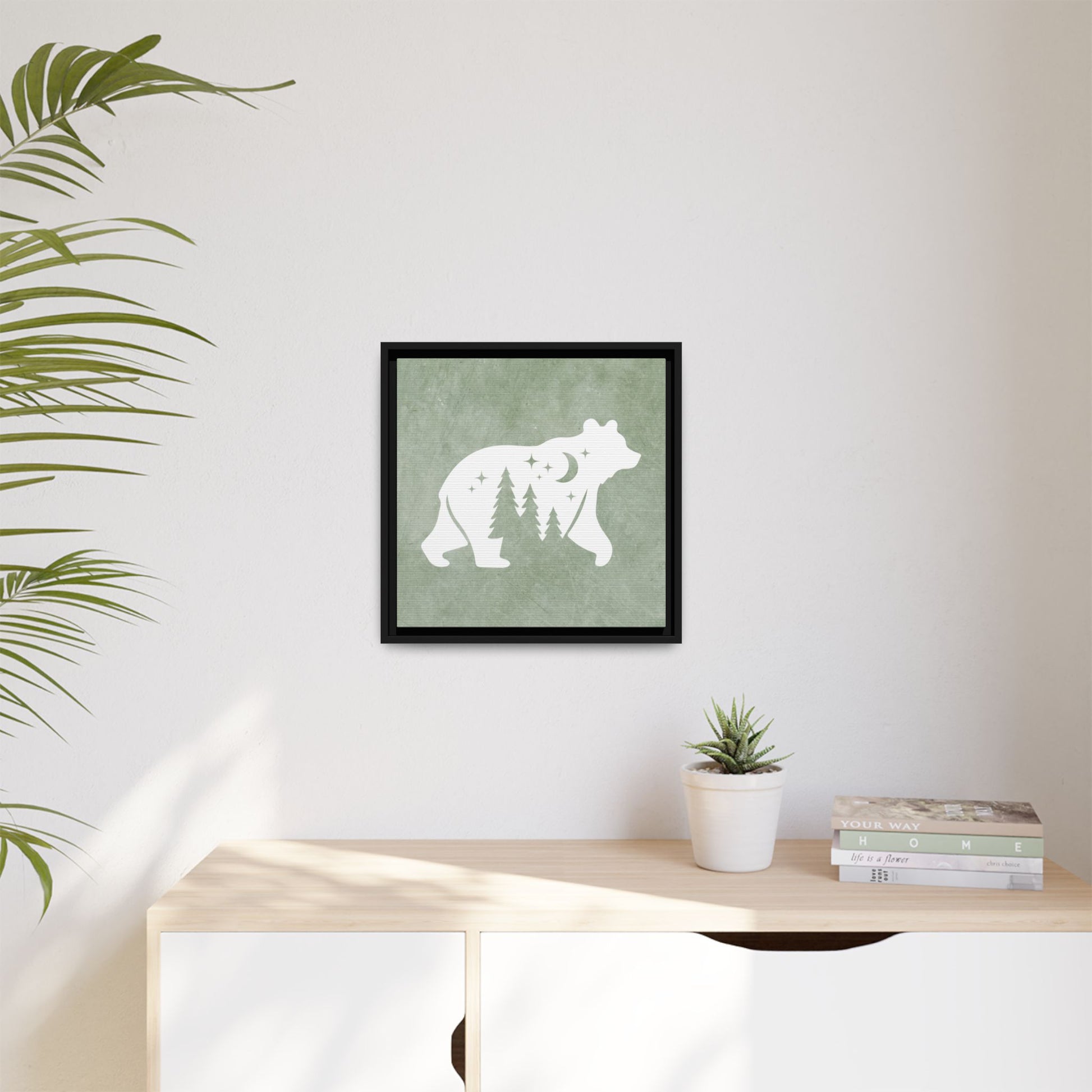 Silhouette Bear Framed Canvas Wall Art Square - Canvasses