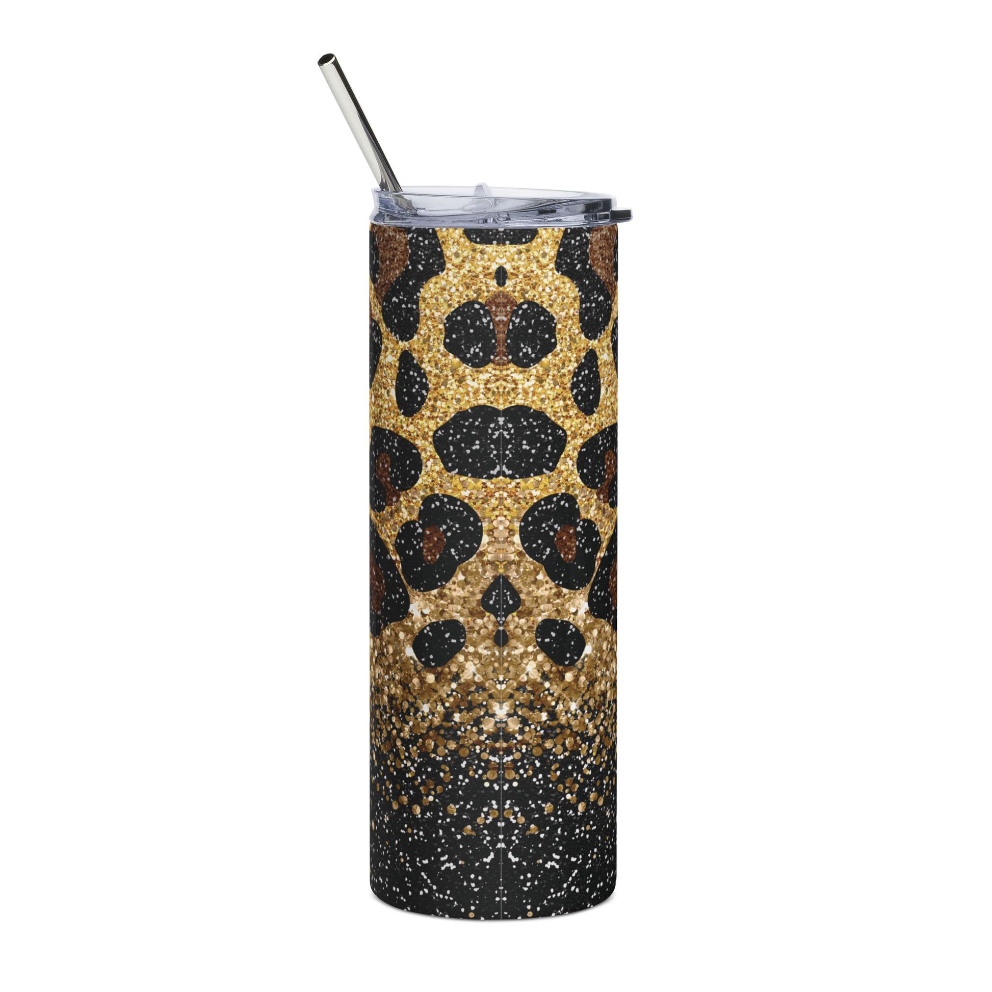 Gold Glitter Leopard 20 oz Skinny Tumbler - Canvasses