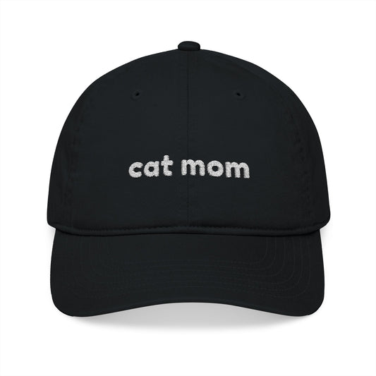 Cat Mom Embroidery Organic Baseball Cap - Canvasses