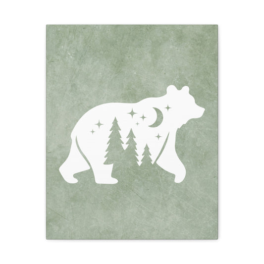 Silhouette Bear Canvas Wall Art Vertical - Canvasses