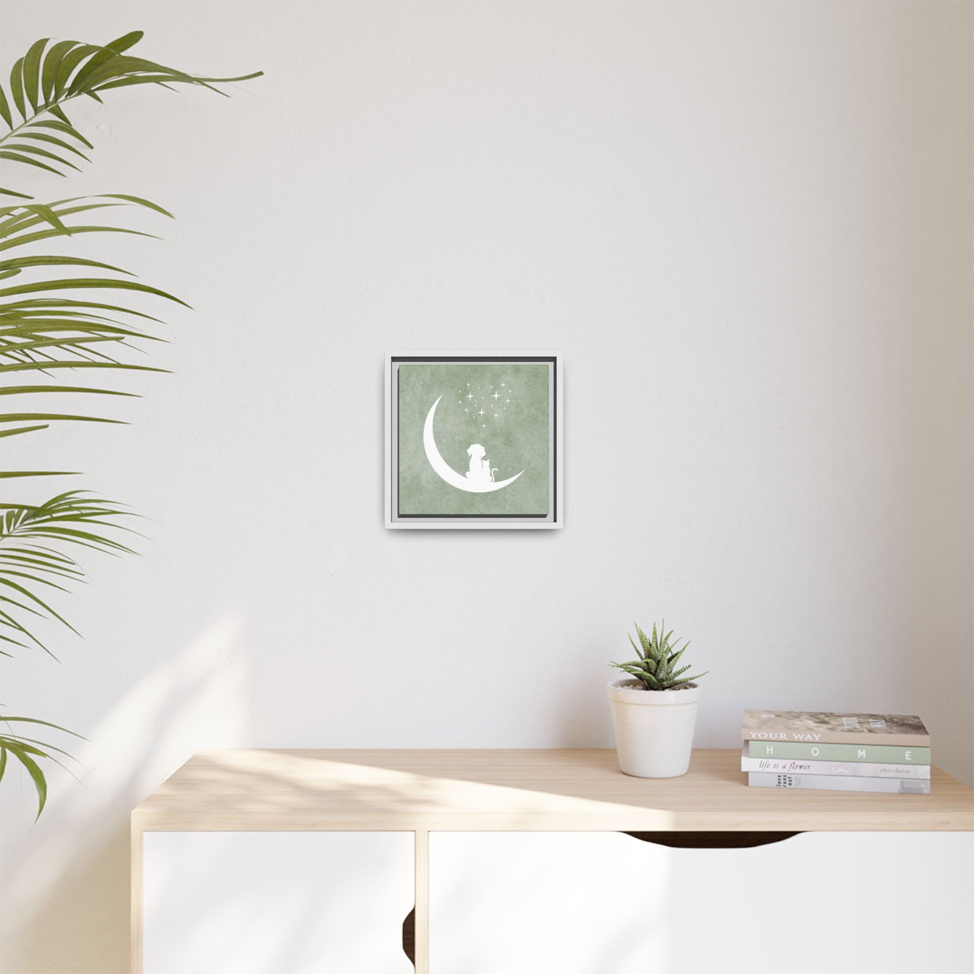 Moonlit Friends Framed Canvas Wall Art Square - Canvasses