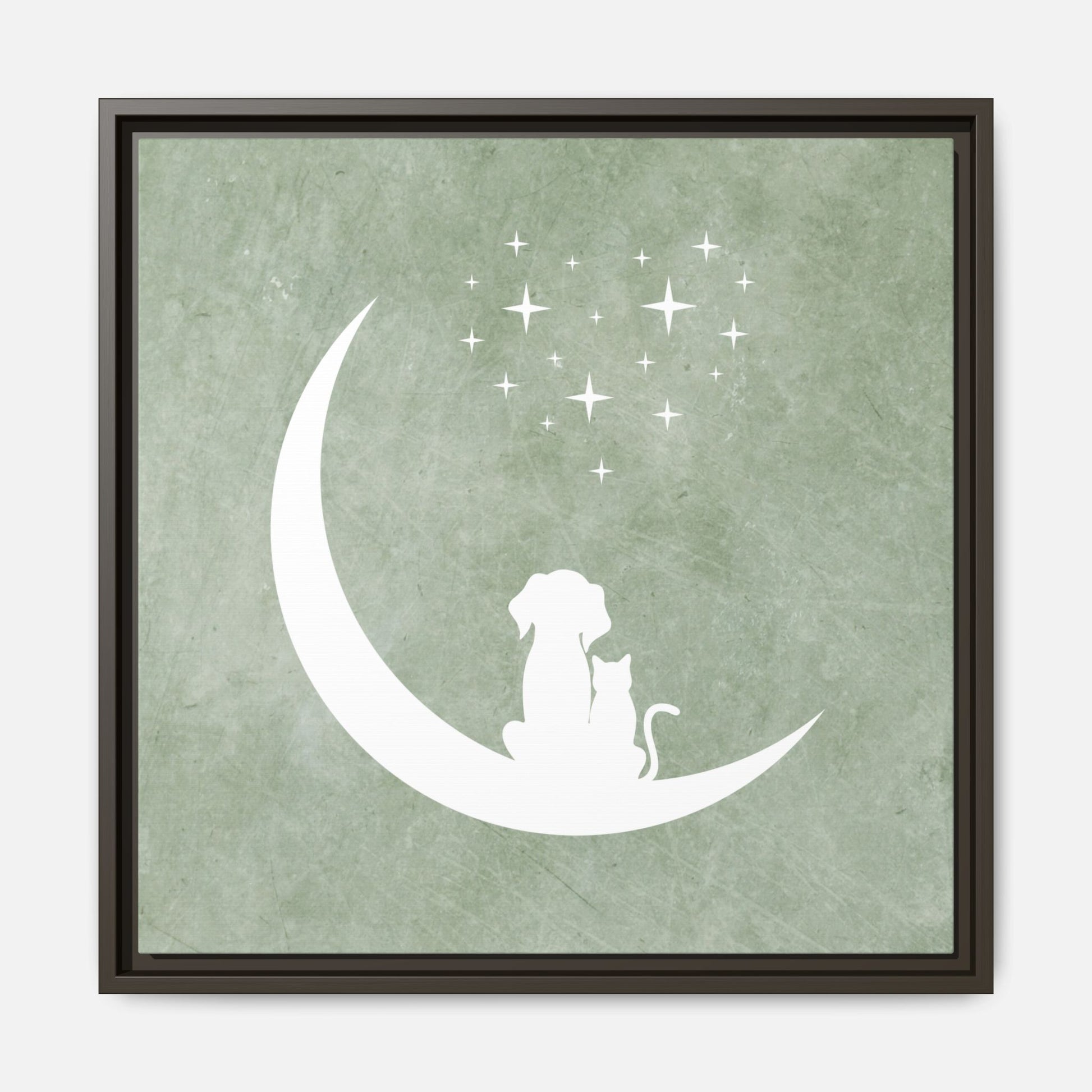 Moonlit Friends Framed Canvas Wall Art Square - Canvasses