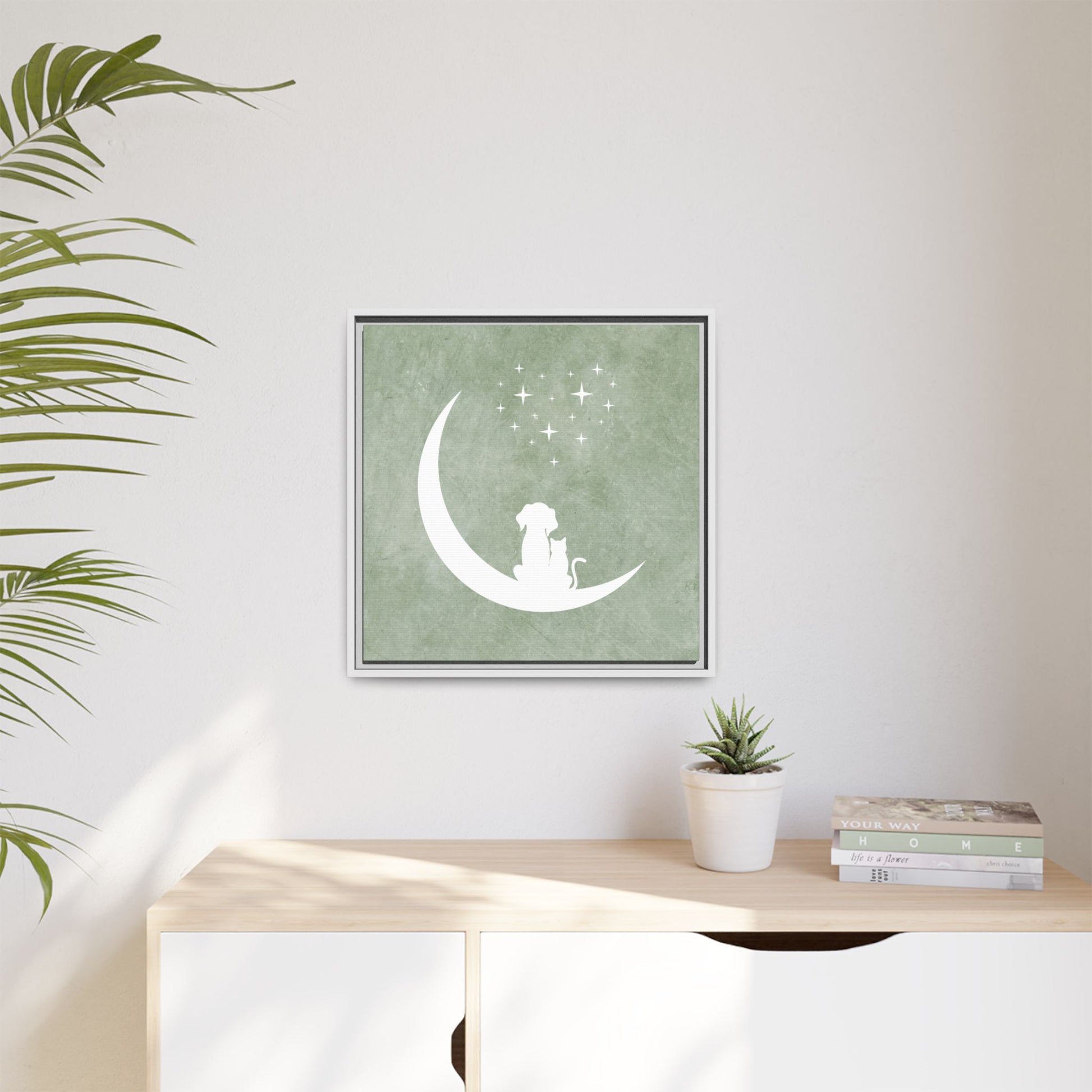 Moonlit Friends Framed Canvas Wall Art Square - Canvasses