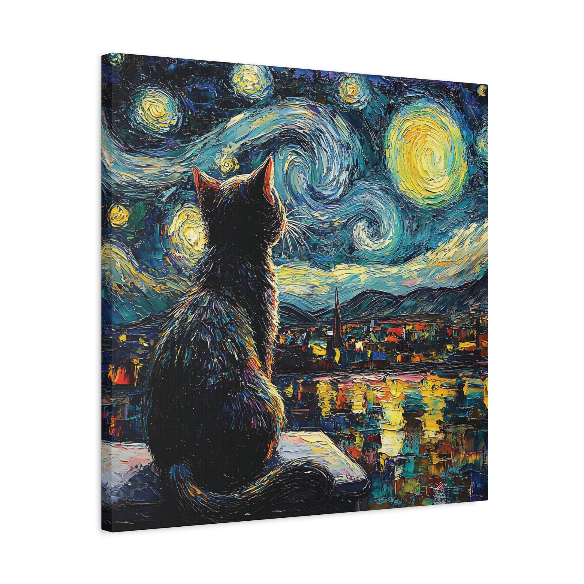 Starry Cat Canvas Wall Art Square - Canvasses