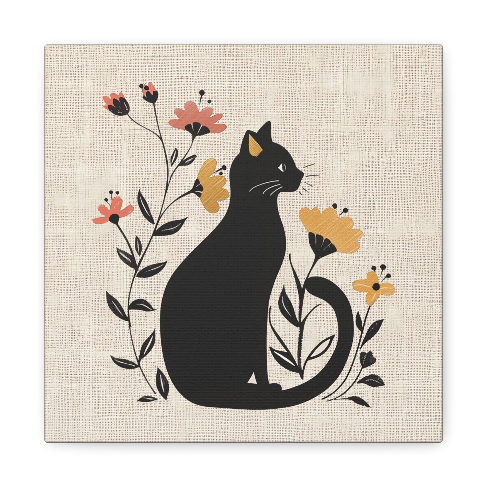 Cat in Bloom Canvas Wall Art Square - Canvasses