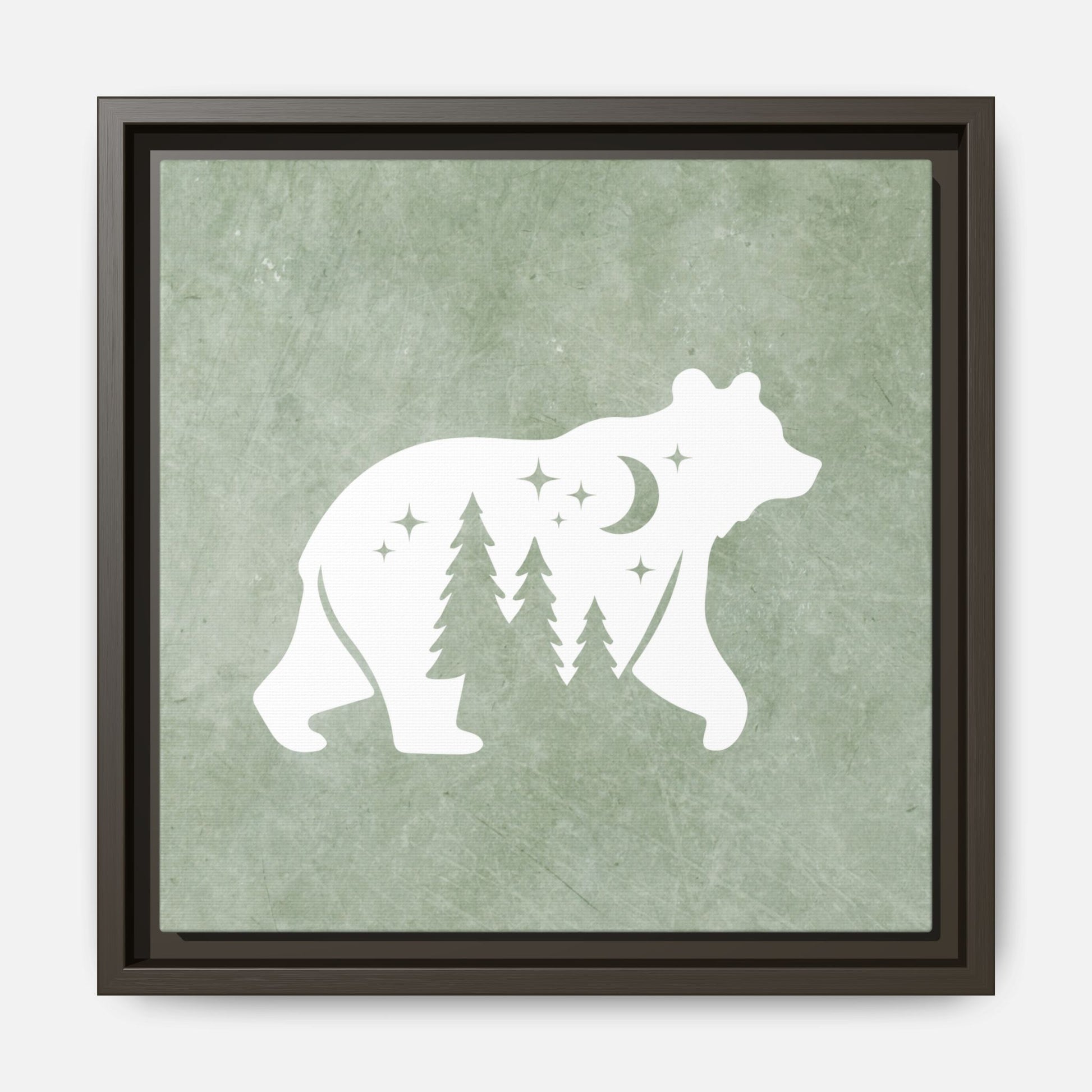 Silhouette Bear Framed Canvas Wall Art Square - Canvasses