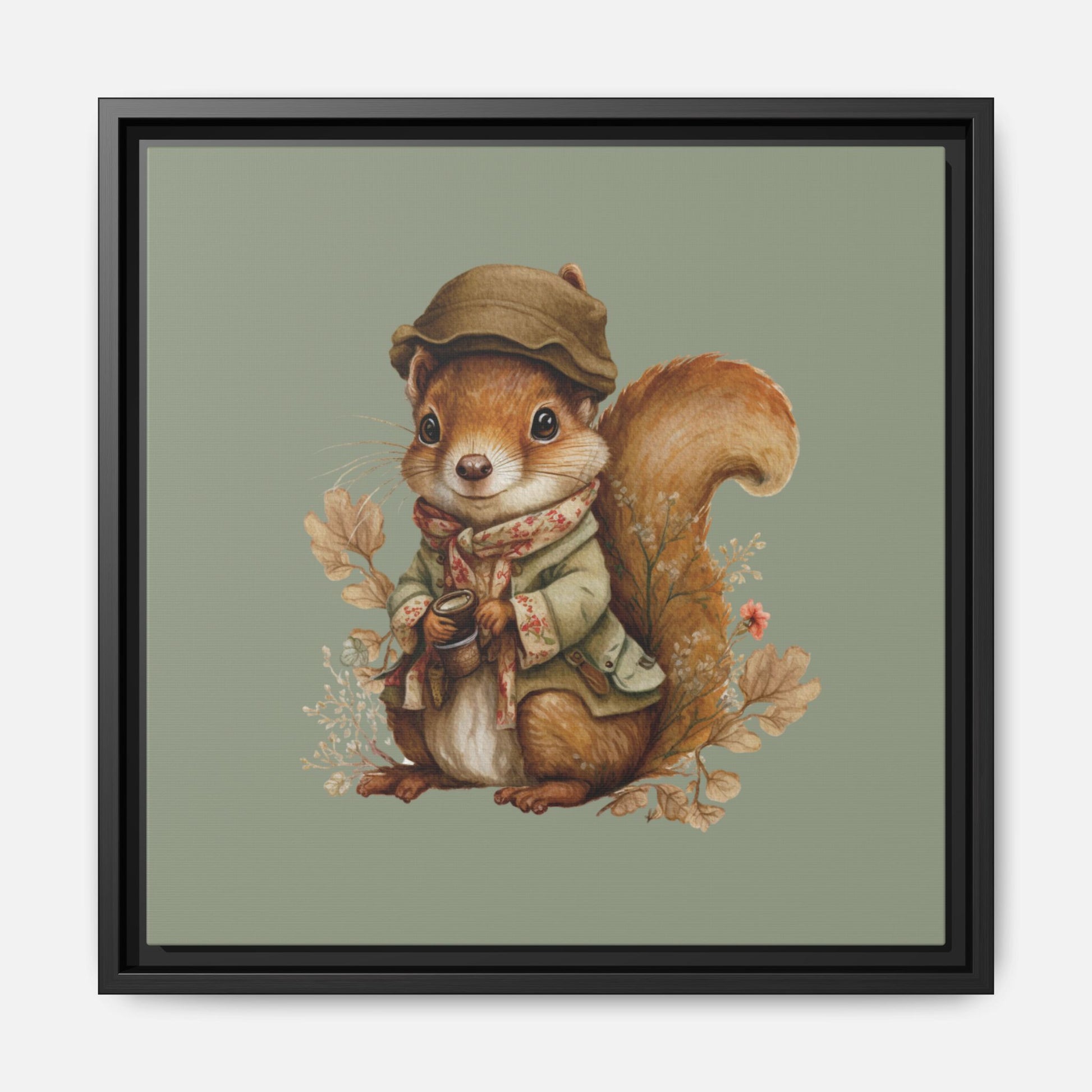 The Nut Collector Framed Canvas Wall Art Square - Canvasses