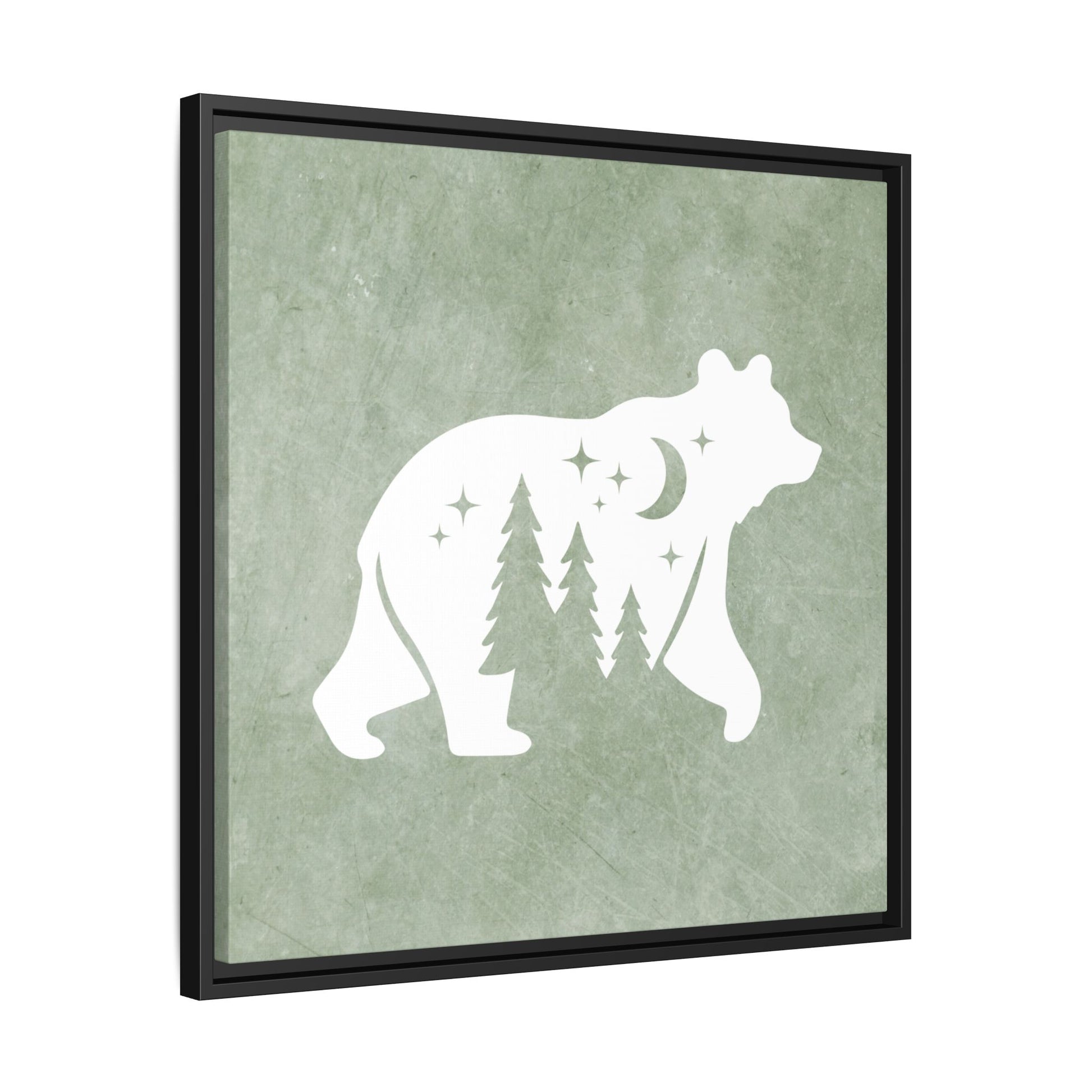 Silhouette Bear Framed Canvas Wall Art Square - Canvasses