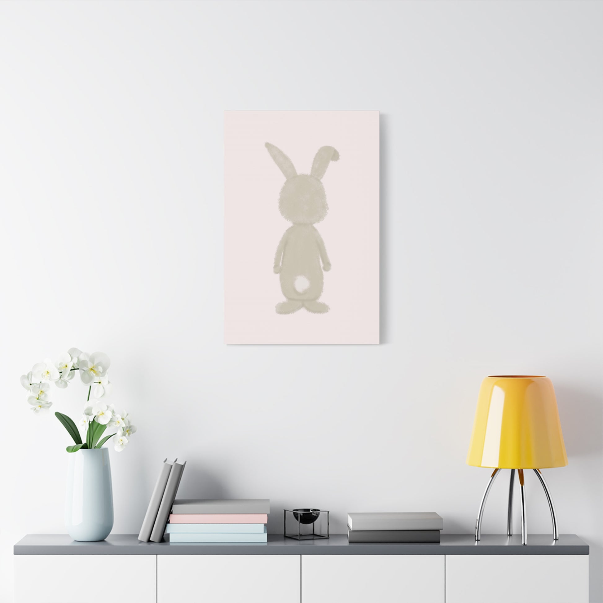 Pink Bunny Back Canvas Wall Art Vertical - Canvasses