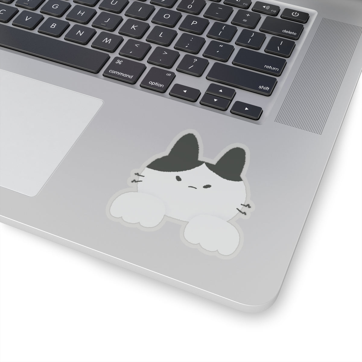 Gray Peekaboo Cat Kiss - Cut Sticker - Canvasses