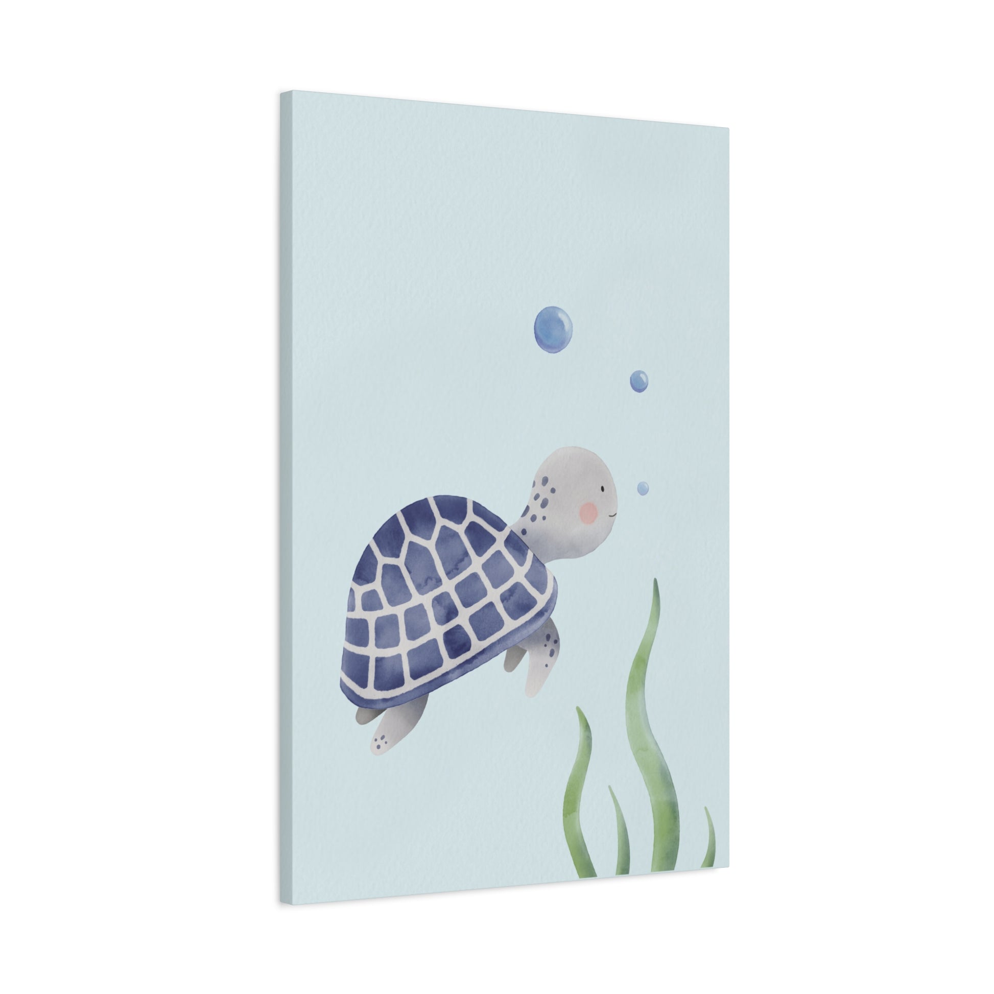 Watercolor Turtle Blue Canvas Wall Art Vertical - Canvasses