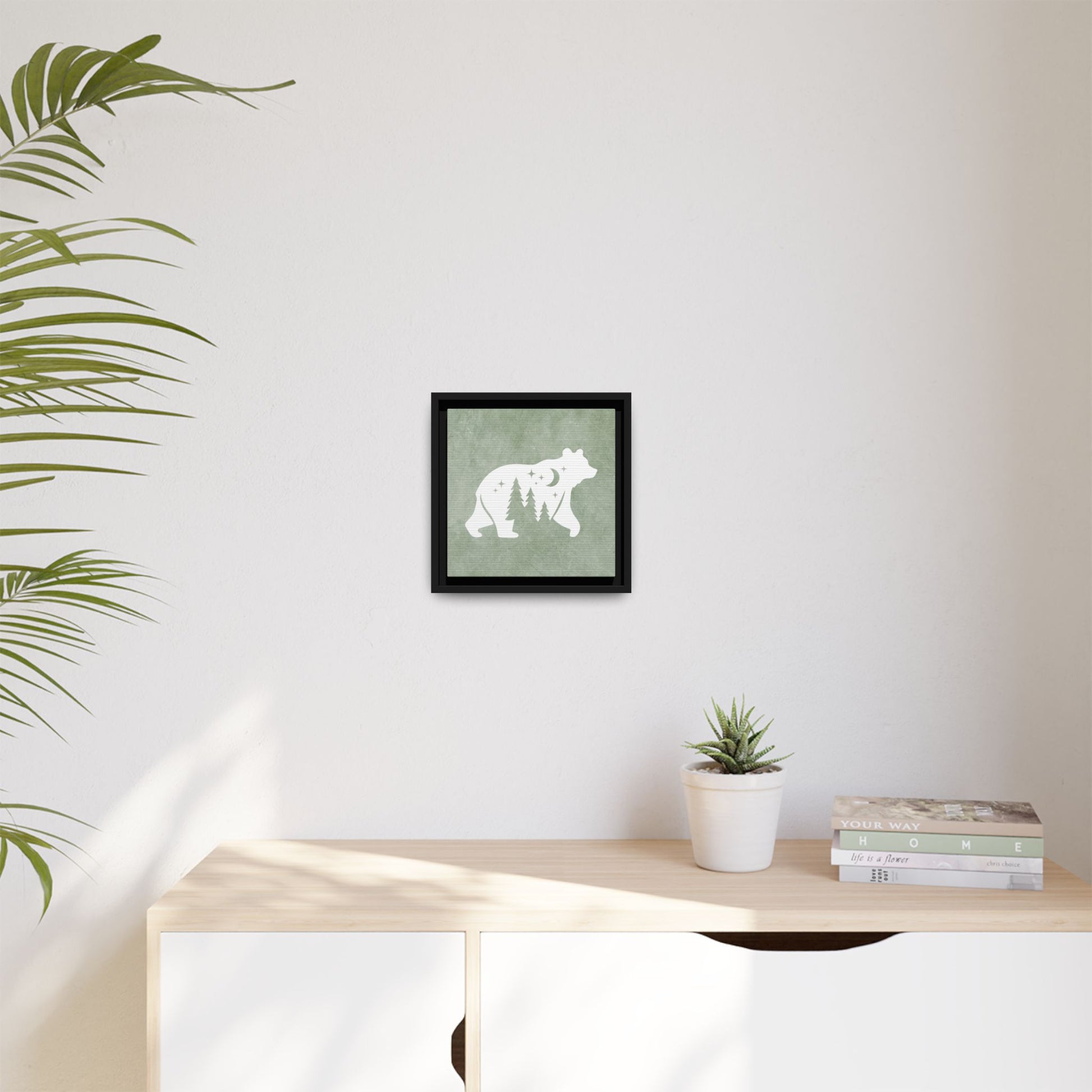 Silhouette Bear Framed Canvas Wall Art Square - Canvasses