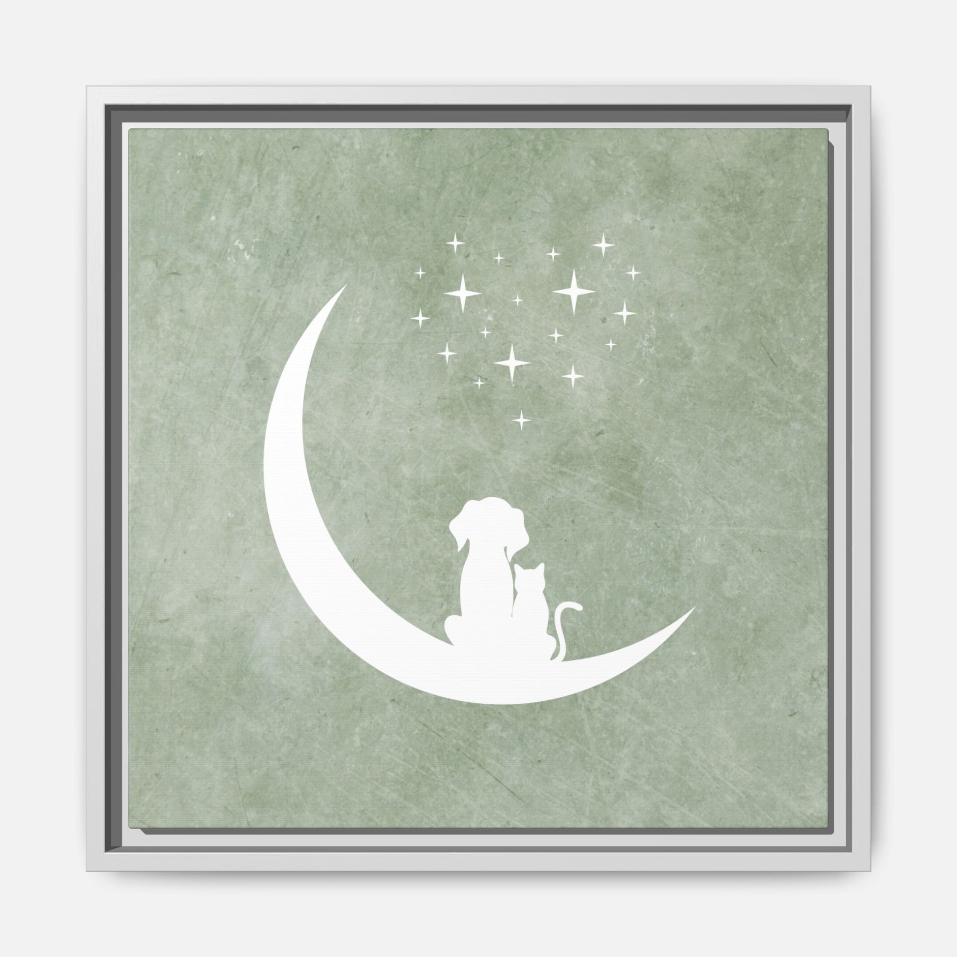 Moonlit Friends Framed Canvas Wall Art Square - Canvasses