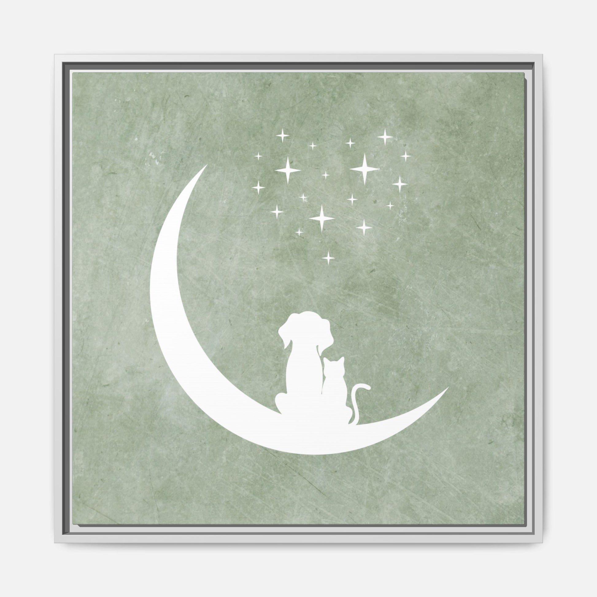 Moonlit Friends Framed Canvas Wall Art Square - Canvasses