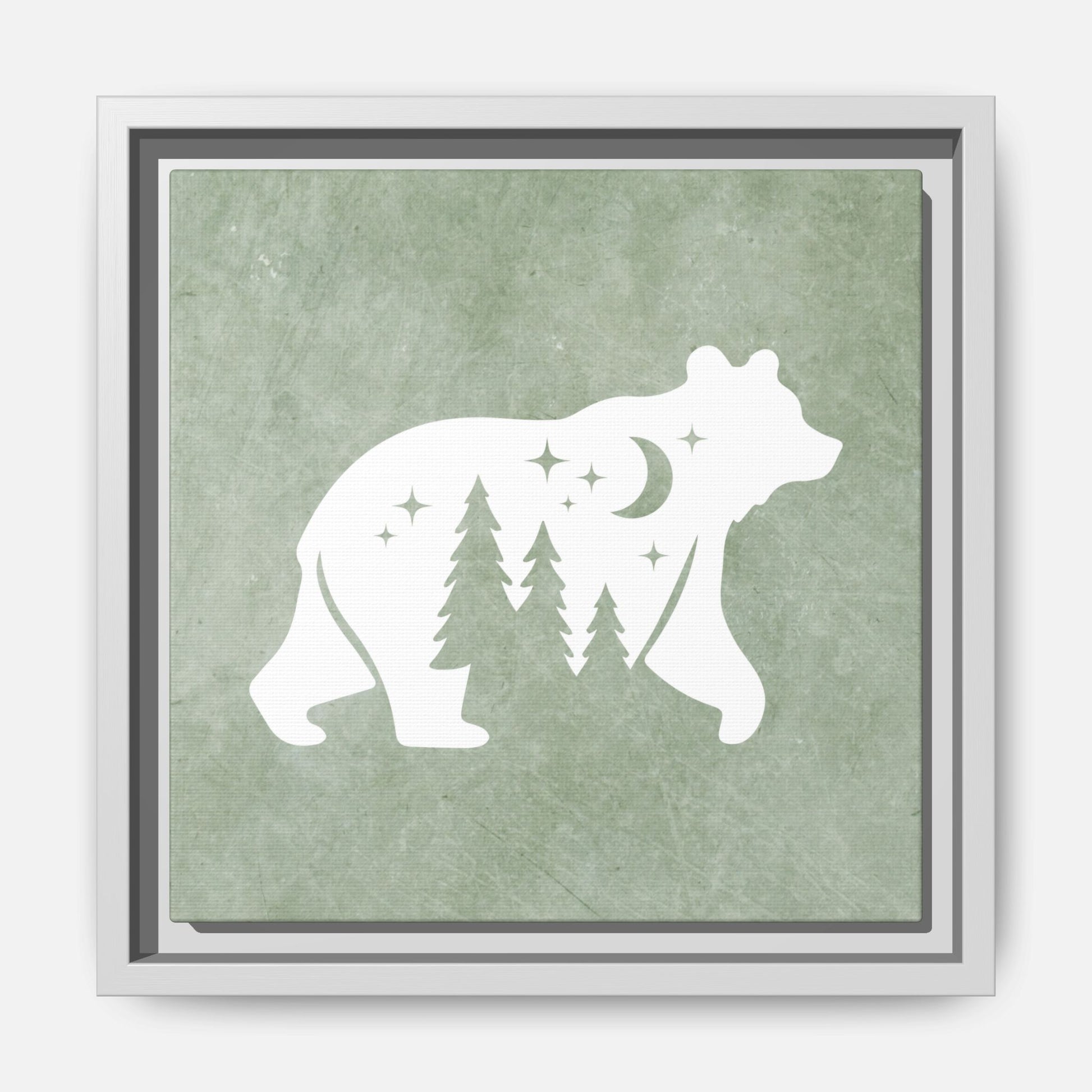 Silhouette Bear Framed Canvas Wall Art Square - Canvasses
