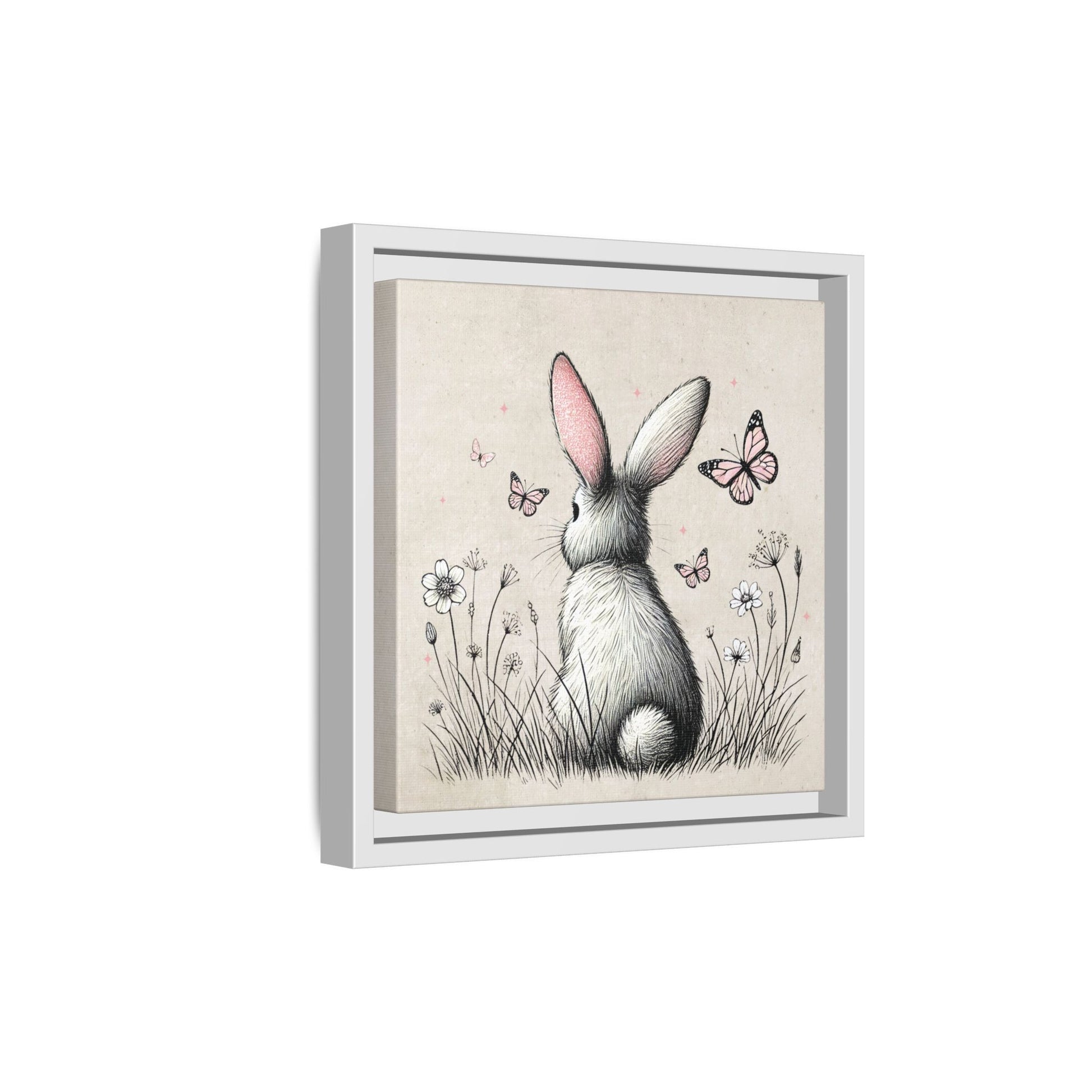Bunny Playground Framed Canvas Wall Art Square - Canvasses