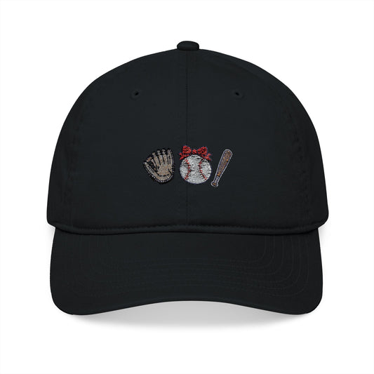 Baseball Art Embroidery Organic Baseball Cap - Canvasses