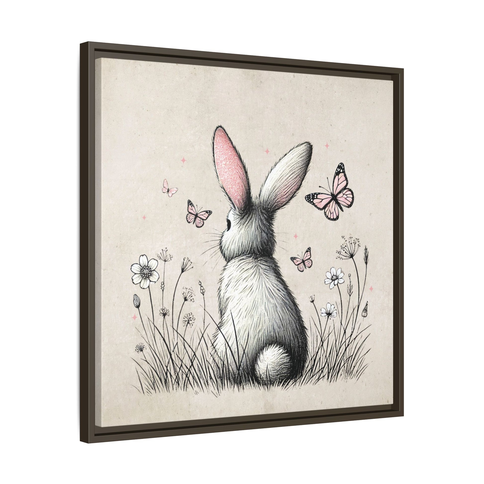 Bunny Playground Framed Canvas Wall Art Square - Canvasses
