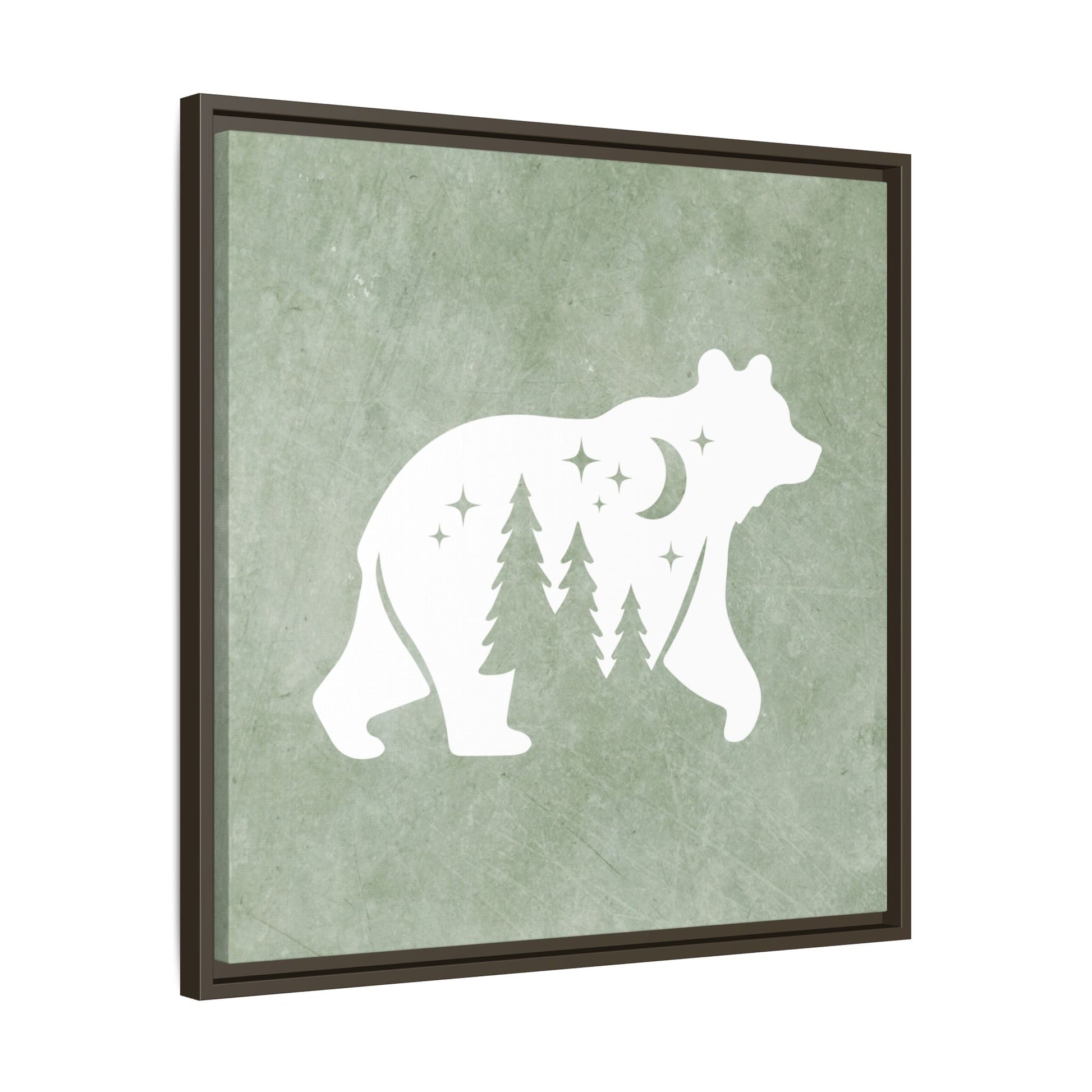 Silhouette Bear Framed Canvas Wall Art Square - Canvasses