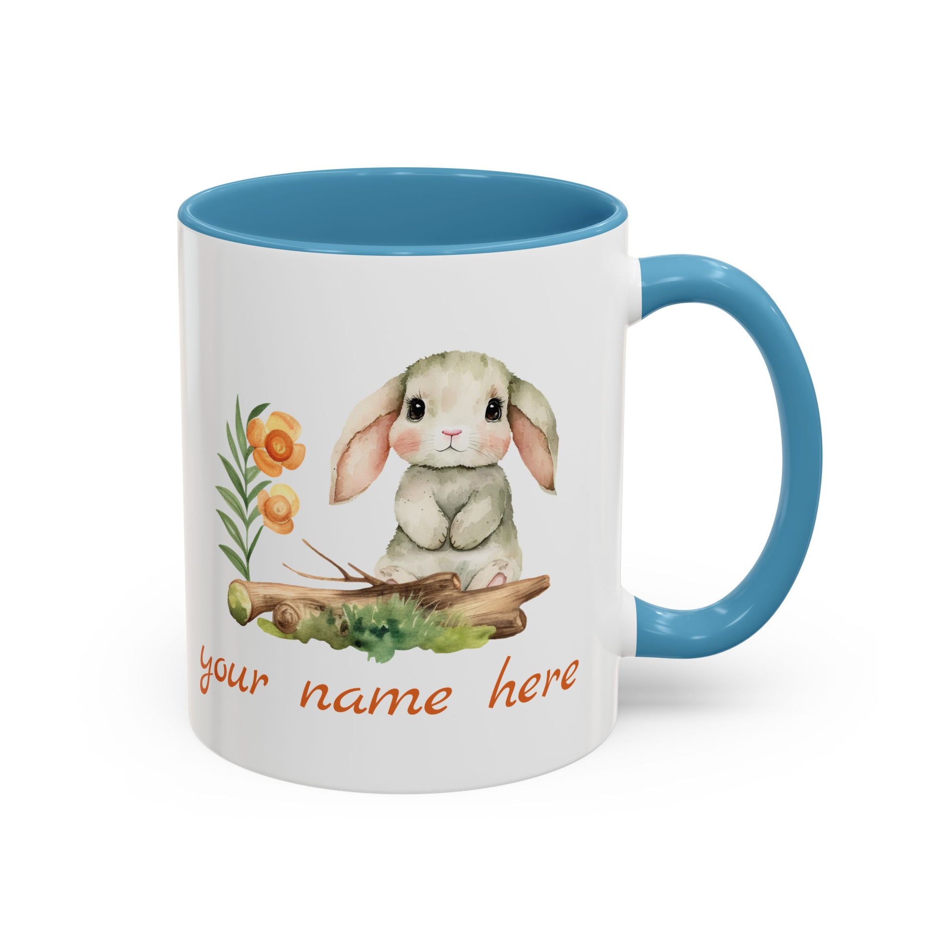 Watercolor Bunny Personalized Accent Mug - Canvasses