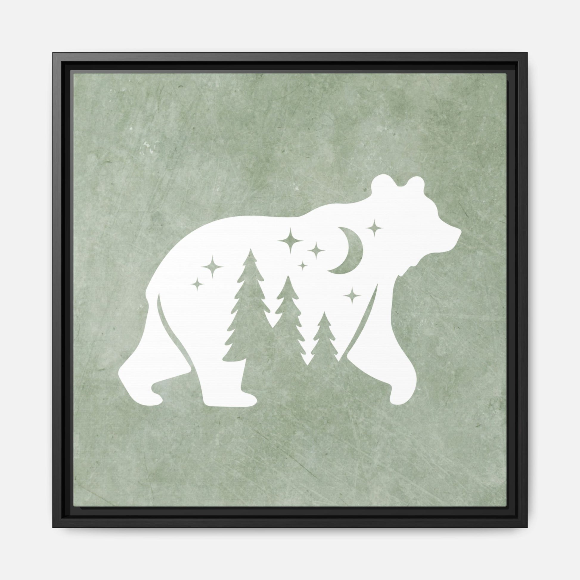 Silhouette Bear Framed Canvas Wall Art Square - Canvasses