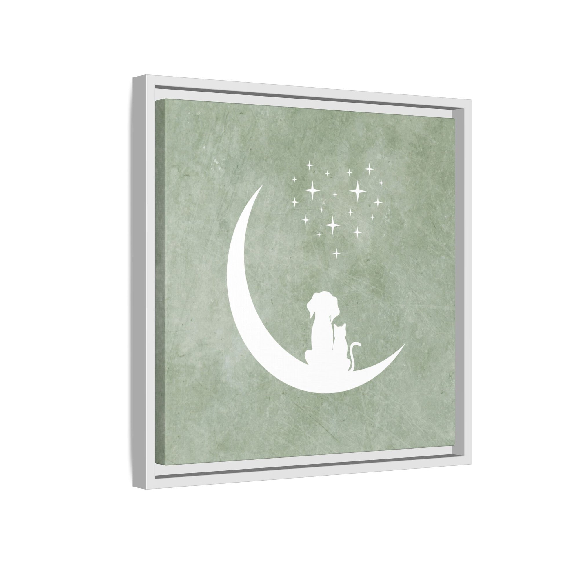 Moonlit Friends Framed Canvas Wall Art Square - Canvasses