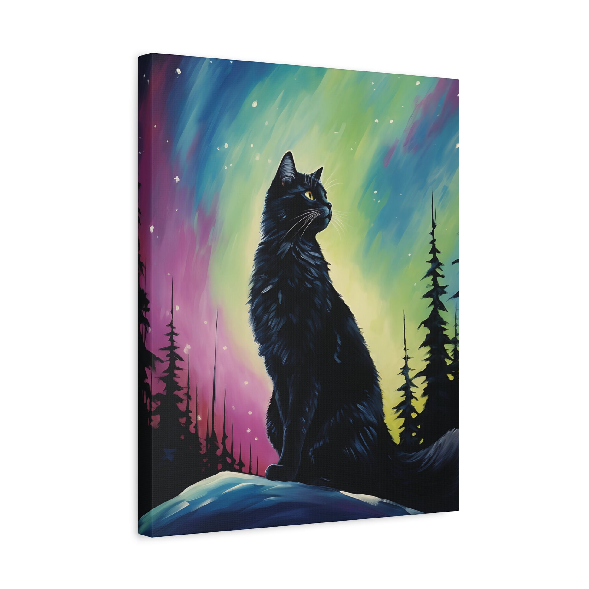 Aurora Cat Canvas Wall Art Vertical - Canvasses