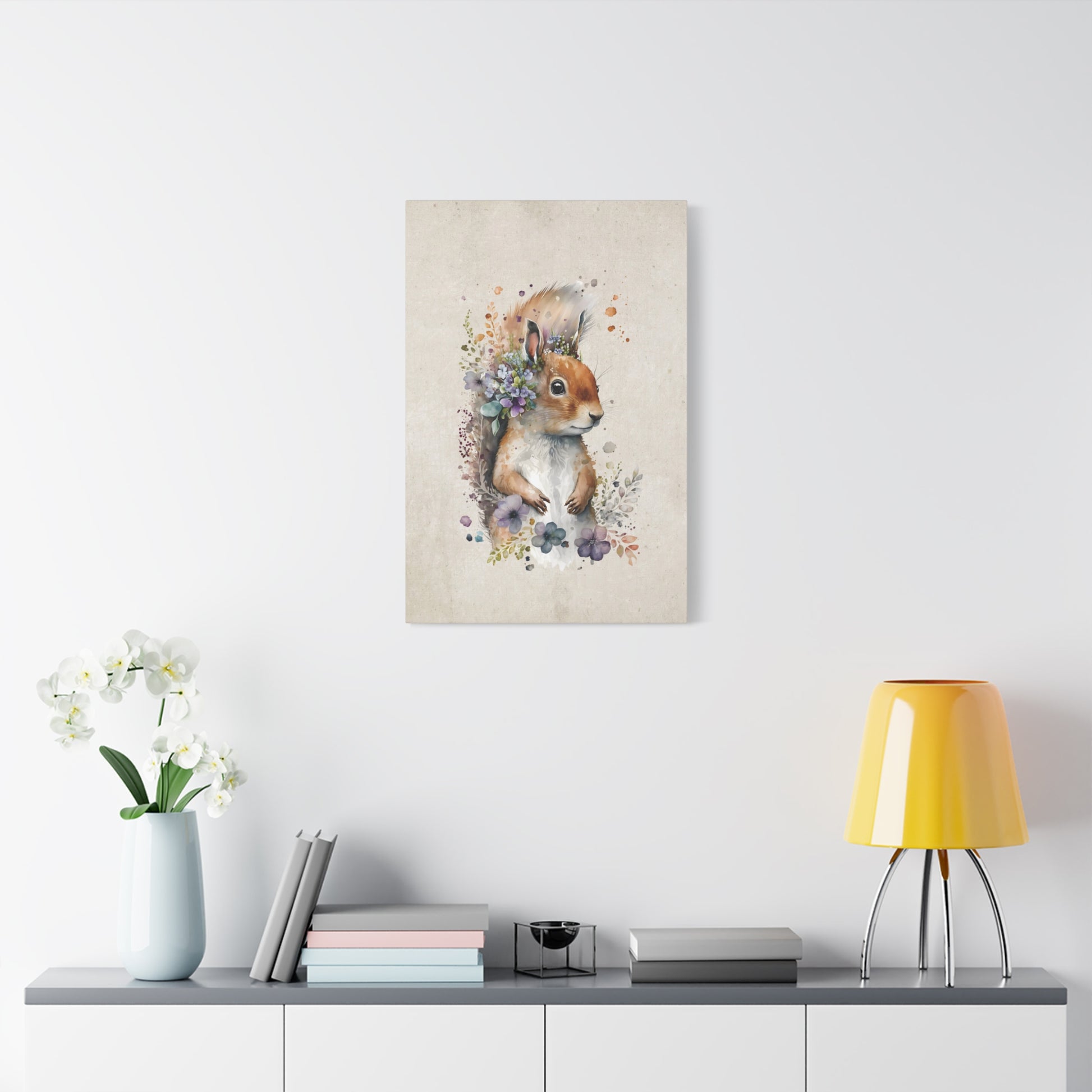 Watercolor Squirrel Canvas Wall Art Vertical - Canvasses