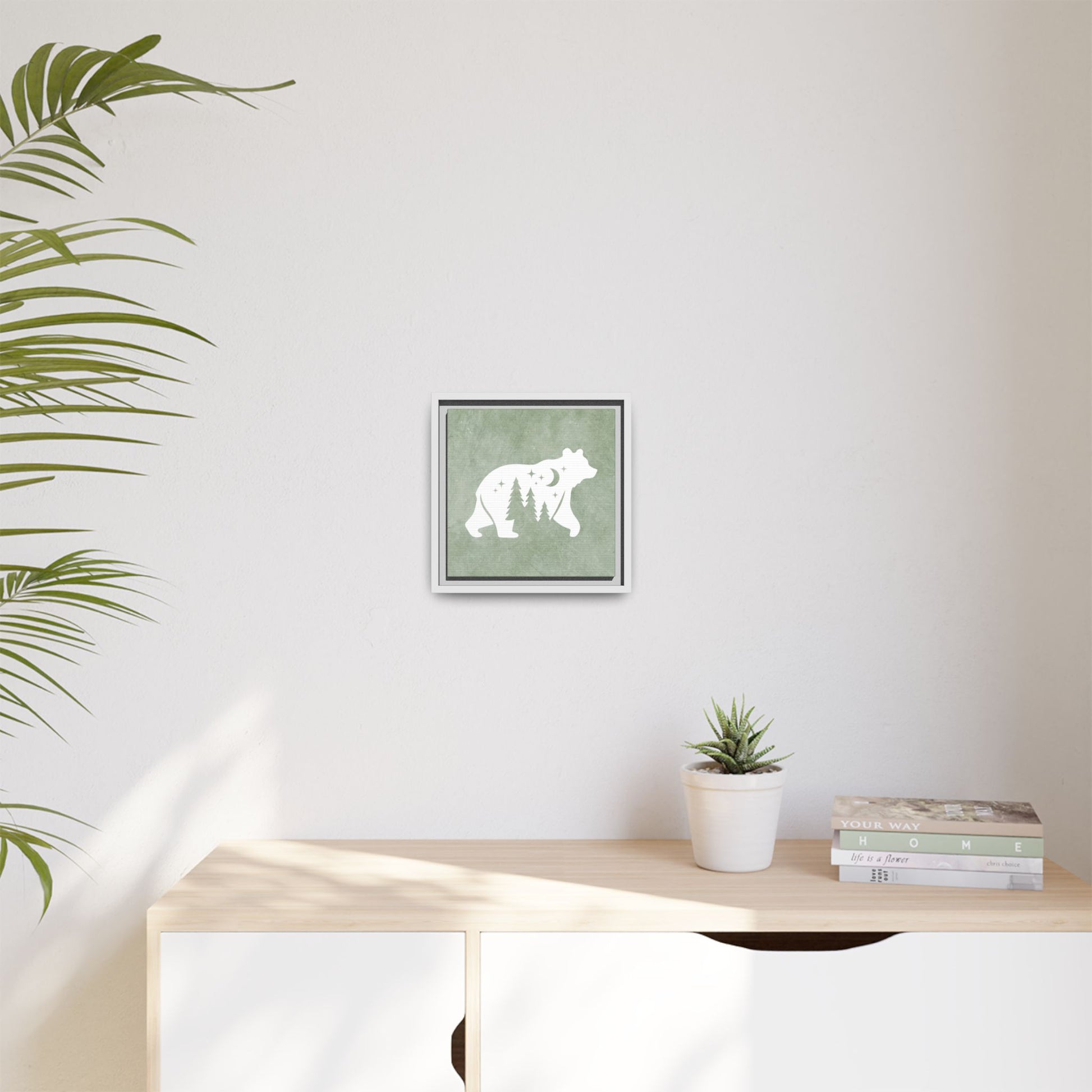 Silhouette Bear Framed Canvas Wall Art Square - Canvasses