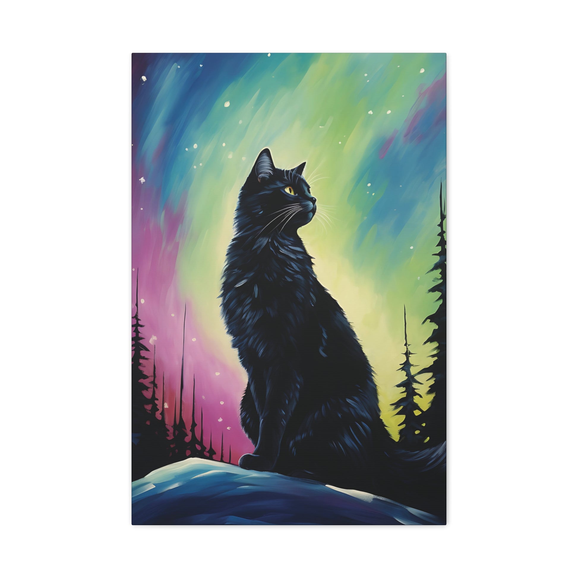 Aurora Cat Canvas Wall Art Vertical - Canvasses