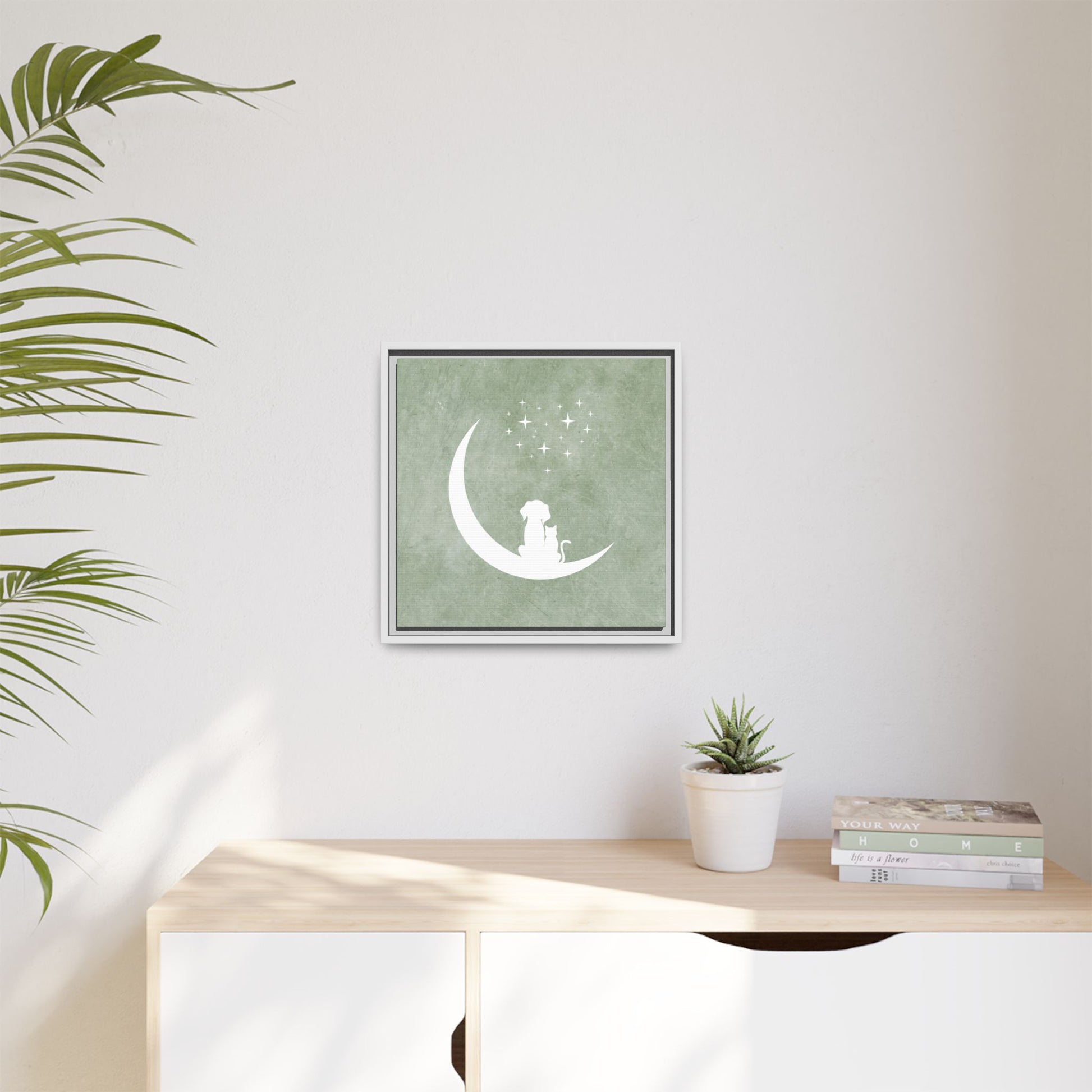 Moonlit Friends Framed Canvas Wall Art Square - Canvasses
