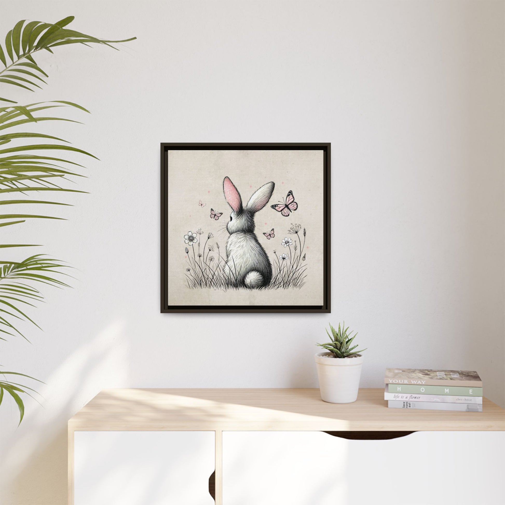 Bunny Playground Framed Canvas Wall Art Square - Canvasses
