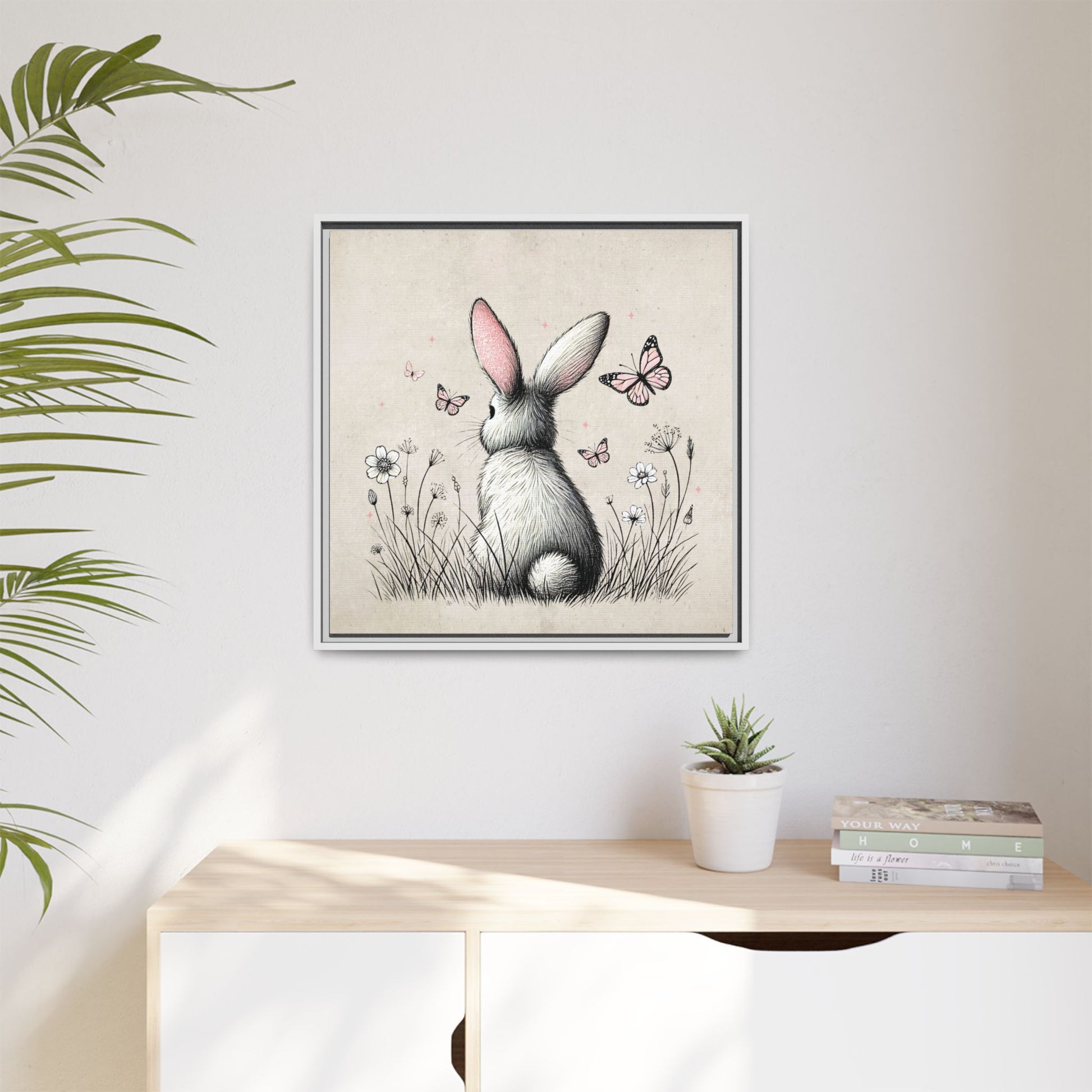 Bunny Playground Framed Canvas Wall Art Square - Canvasses